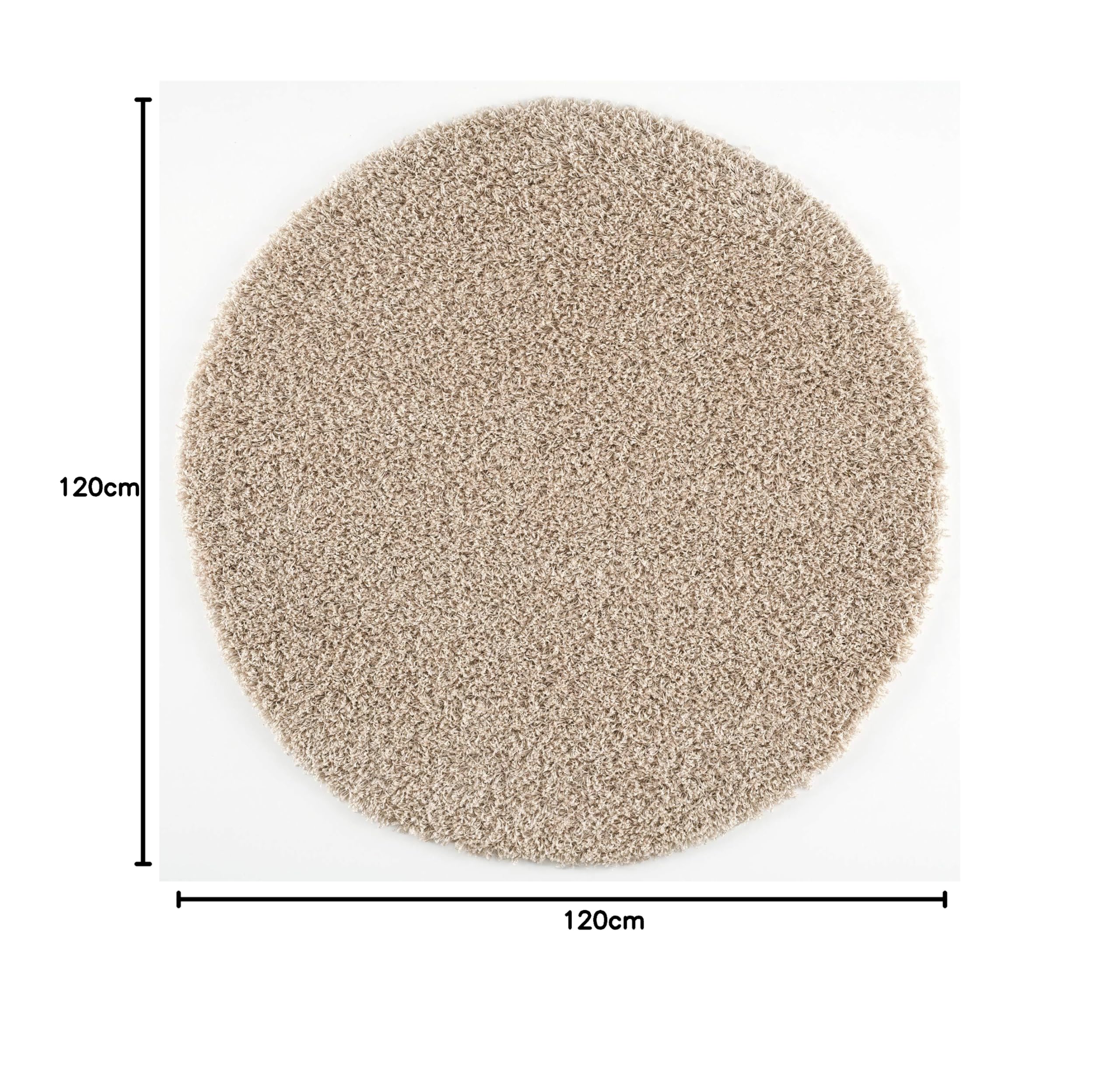 SANAT Tappeto rotondo beige a pelo lungo, moderno, per soggiorno, camera da letto, sala da pranzo o cameretta dei bambini, dimensioni: 120 x 120 cm