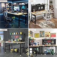 Vista 7 de Betterhood Banco de trabajo ajustable de servicio pesado de 48 pulgadas con tablero perforado grande, mesa de trabajo ajustable con tomas