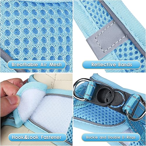 Miniatura 153 de YIMEIS - Juego de arnés de malla suave y correa, para perros pequeños y gatos, chaleco reflectante ajustable para cachorros, (talla XS, negro)