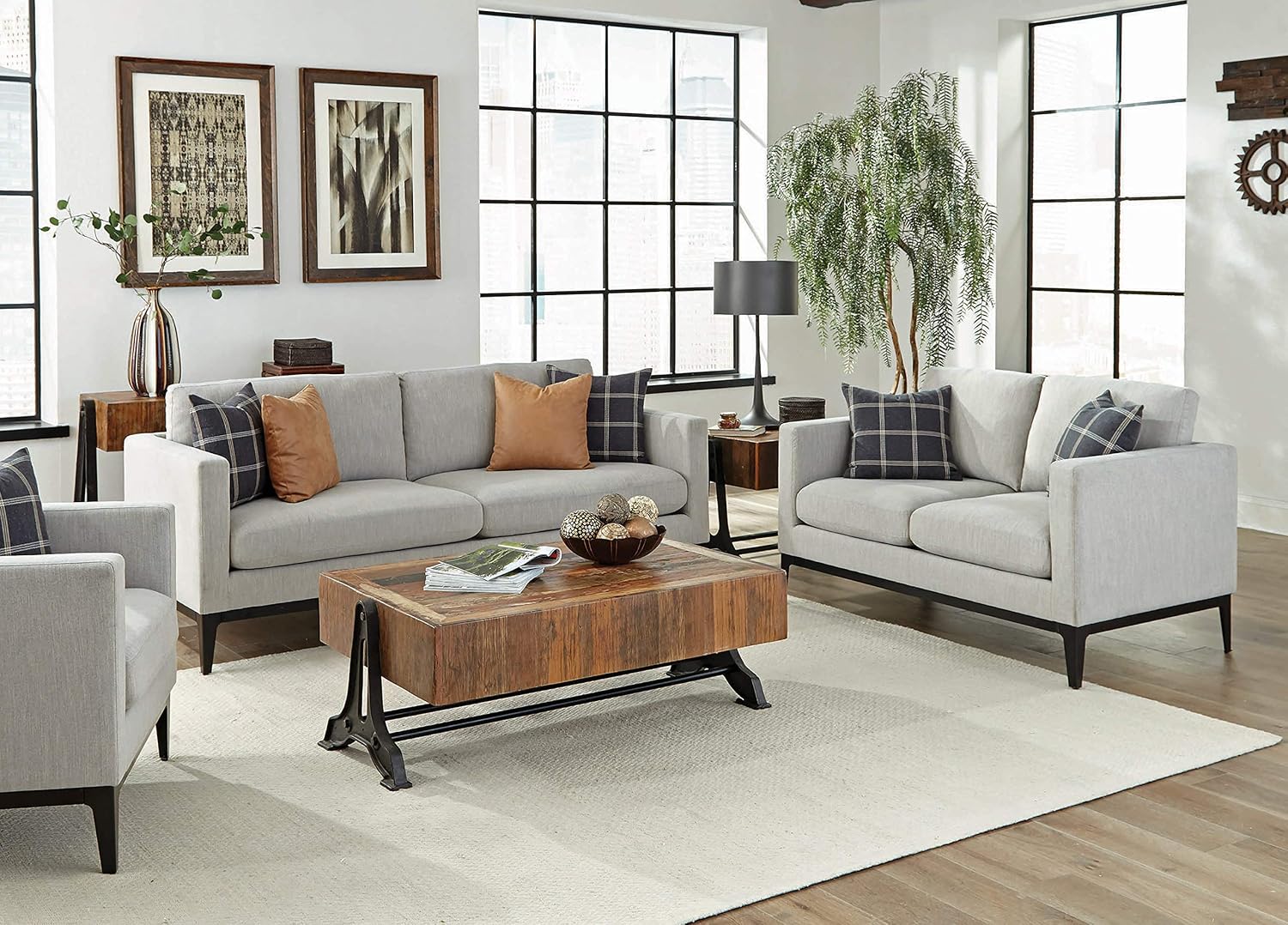 Coaster Fine Furniture Apperson 2-Piece Living Room Set Light Grey