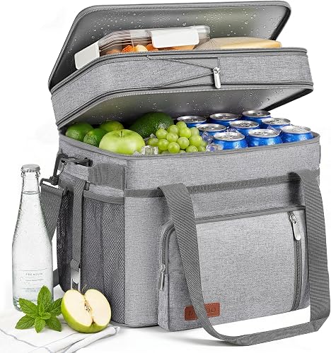 MIYCOO Cooler Bag Double Deck - 60 Can Leakproof Insulated Portable Soft Lunch Cooler, Extra Large Expandable Ice Chest Cooler for Beach, Picnic, Camping, Shopping