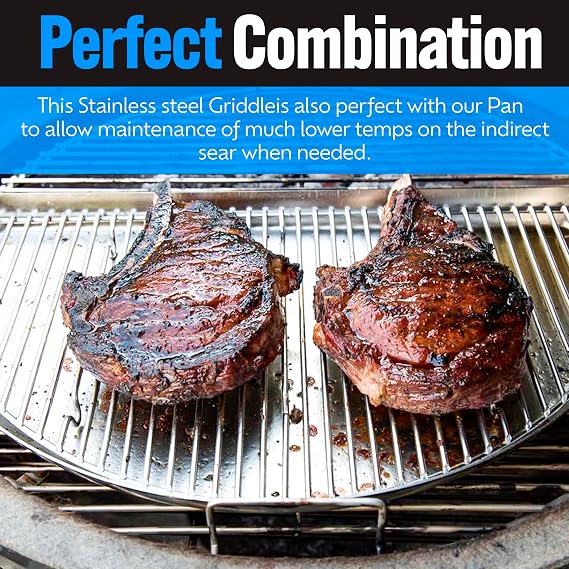 Slow N Sear Roasting Rack for Drip 'n Griddle Pan - Kettle Grill Accessory for Searing, Dripping, and Griddling, Dishwasher Safe Stainless Steel BBQ Accessory and Ideal for Charcoal Grills