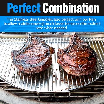 Slow N Sear Roasting Rack for Drip 'n Griddle Pan - Kettle Grill Accessory for Searing, Dripping, and Griddling, Dishwasher Safe Stainless Steel BBQ Accessory and Ideal for Charcoal Grills
