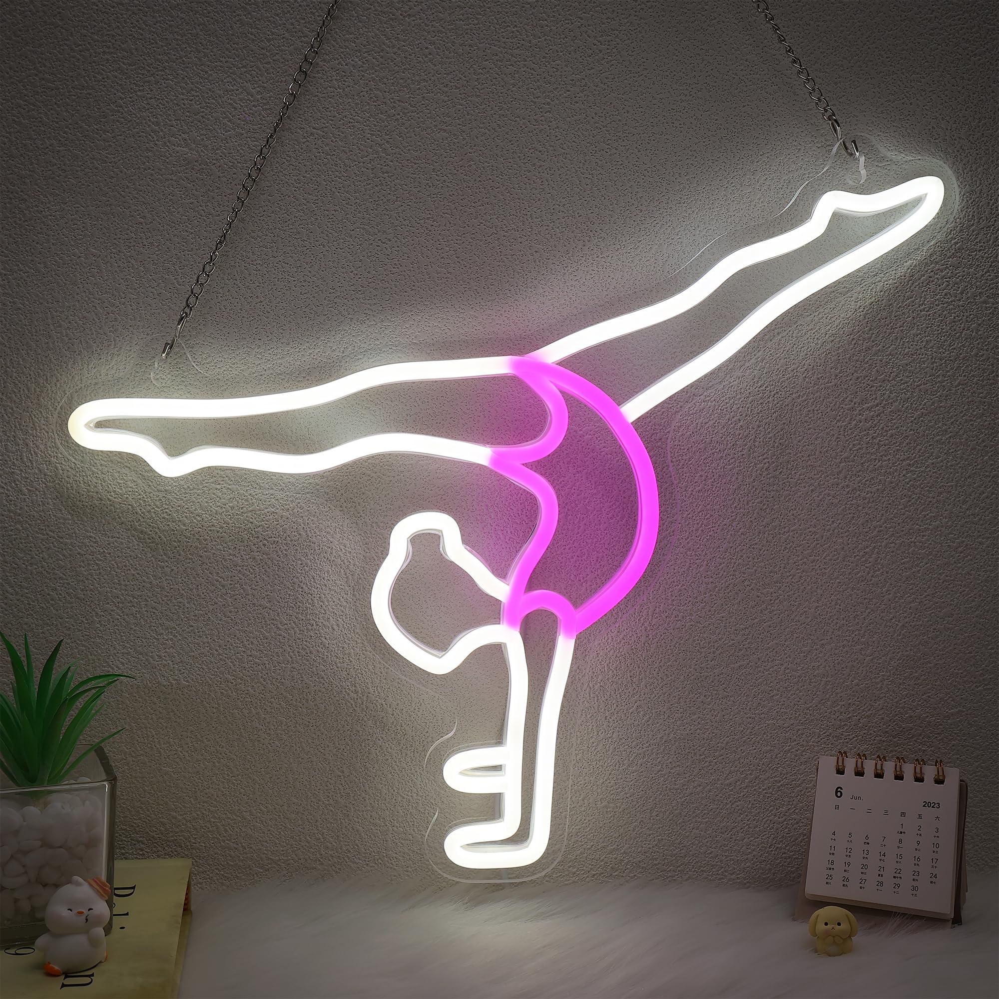 Gymnastics Neon Sign for Girls Gifts, Artistic Sport Wall Art Pink Decor Gymnastic Gifts for Gymnasts Kids Girls Women, Ideal for Bedroom, Dance Studio, or Club Wall Decor