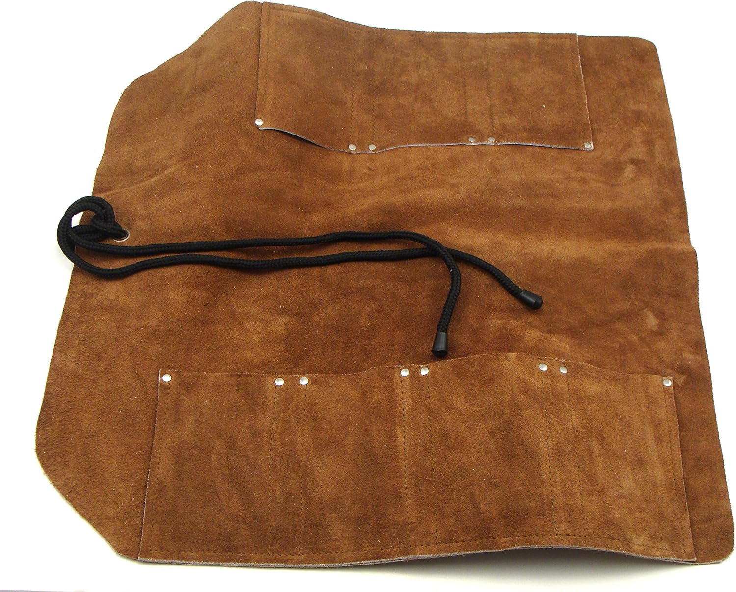 7-Pocket Suede Leather Tool Roll Up Bag - Leather Tool Organizer for Wood Carving Tools - Chisel Roll Bag for Medium to Large Sized Woodworking Tools - Knife Roll Bag for Kitchen Knives and Utensils