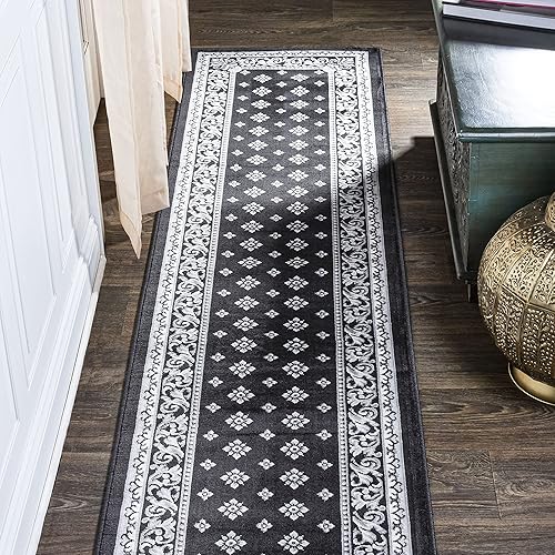 Eyely PDM504A-28 - Alfombra moderna Acanthus con borde francés para interiores, vintage, bohemia; tradicional, dormitorio, cocina, sala de estar,