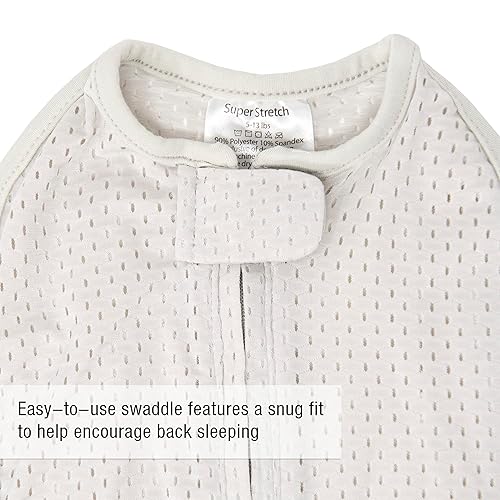 Miniatura 3 de Woombie Manta súper elástica para bebé True Air Summer - Manta de algodón calmante y ventilada, manta de bebé portátil, gris frío, 5-13 libras