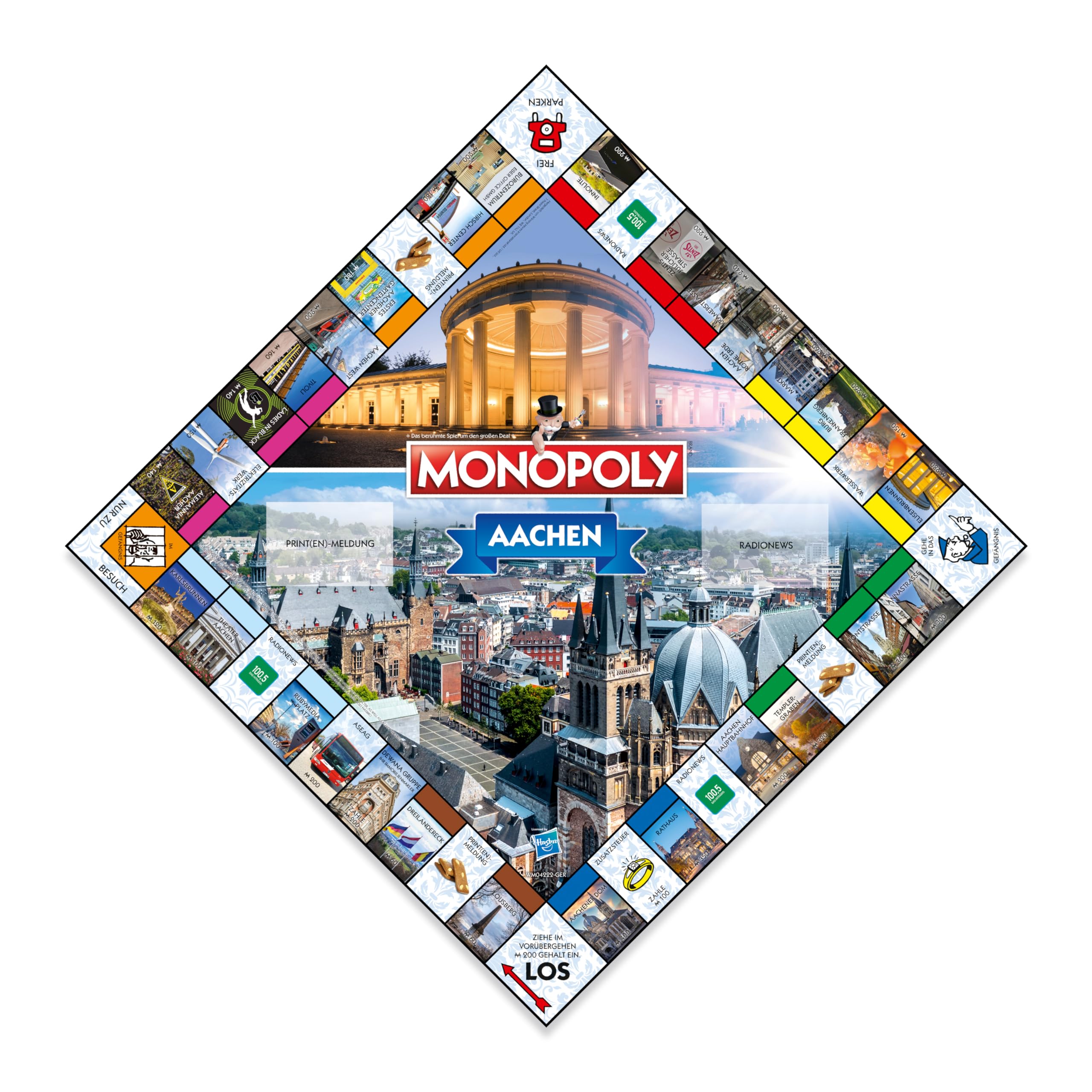 Winning Moves Monopoly Aachen Edition - Monopoly Städte-Edition - Familienspiele Strategie Brettspiele Aachen - 2+ Spieler ab 8+ Jahren - Deutsch