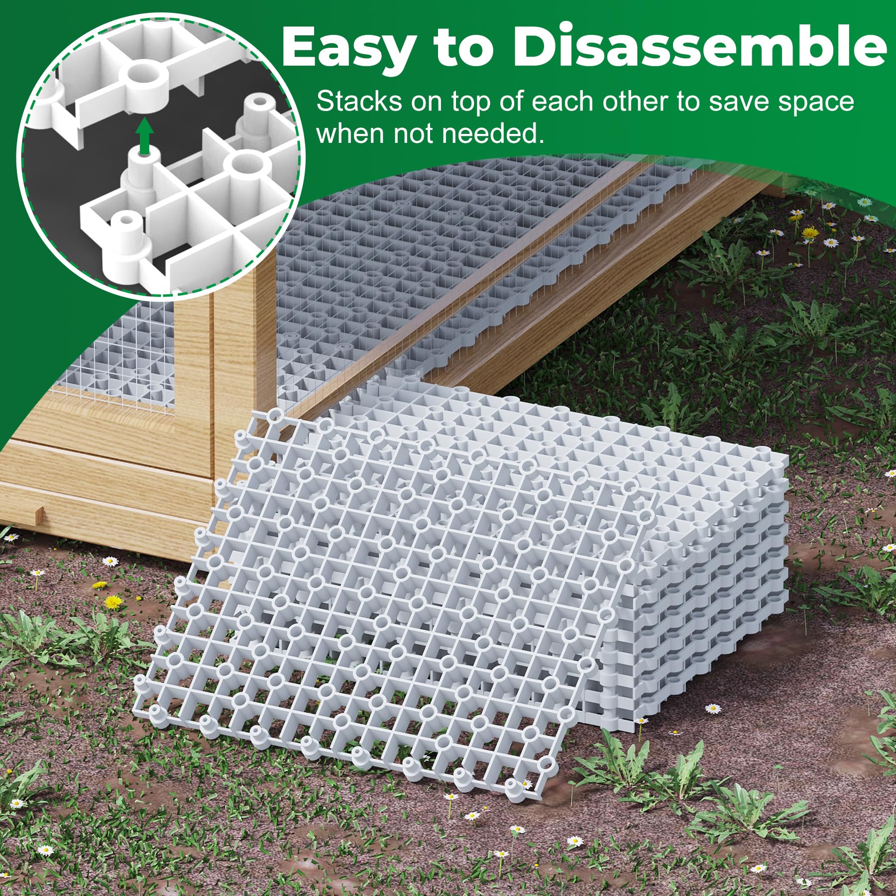 Forestchill Almohadillas de suelo de gallinero, 9 almohadillas de plástico para gallineros, alfombrillas reutilizables entrelazadas, accesorios para mantener el gallinero seco y limpio, flexibles para