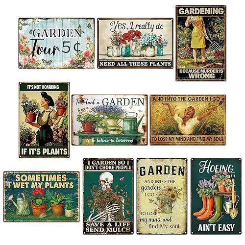 10 Pcs Vintage Funny Garden Metal Sign 12 x 8