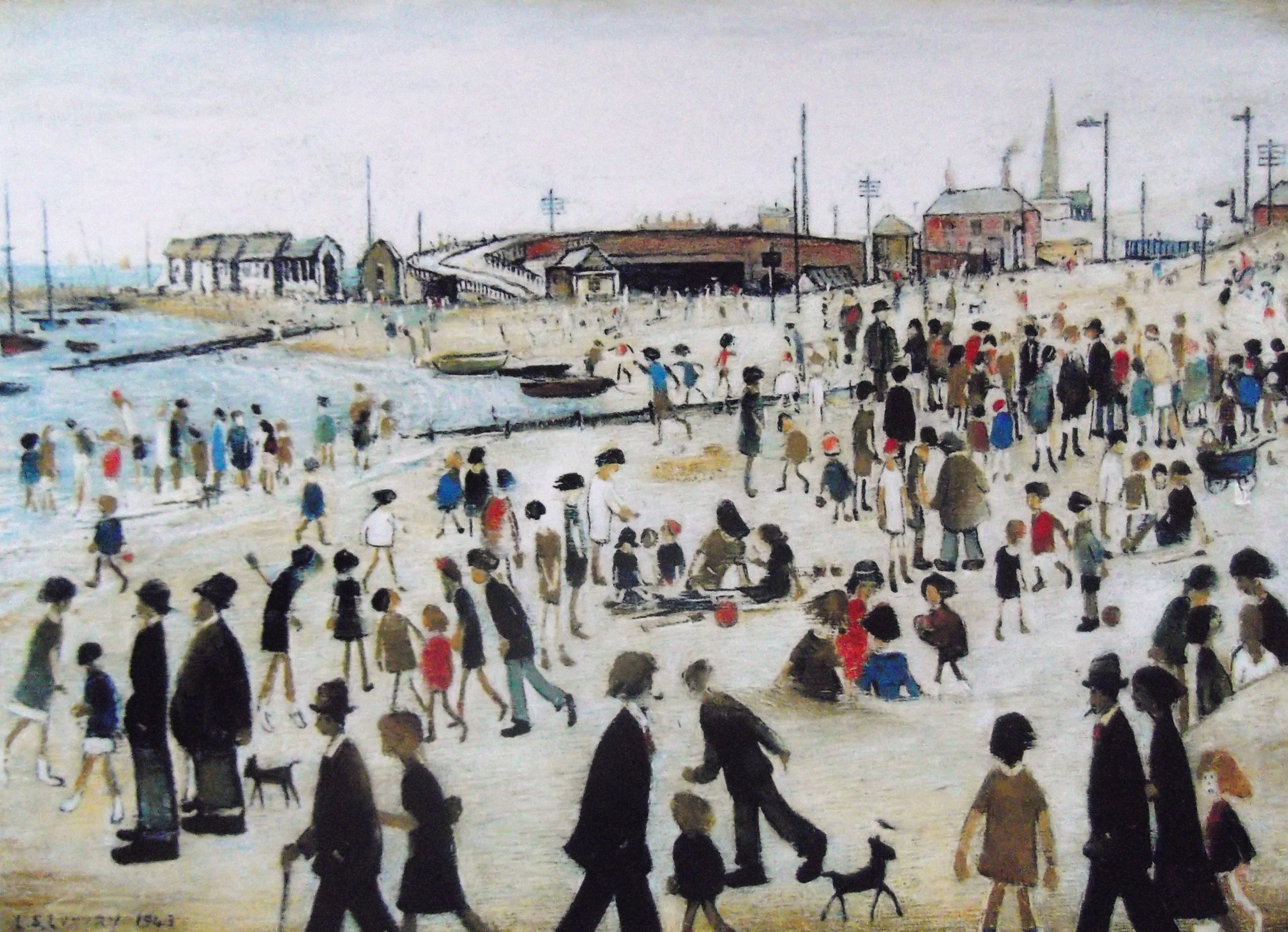 Stateoftheart-Uk Multi-Color Authentic Uk Handcrafted L S Lowry Print - Beach Scene - 16" X 12Inch Image Plus Border