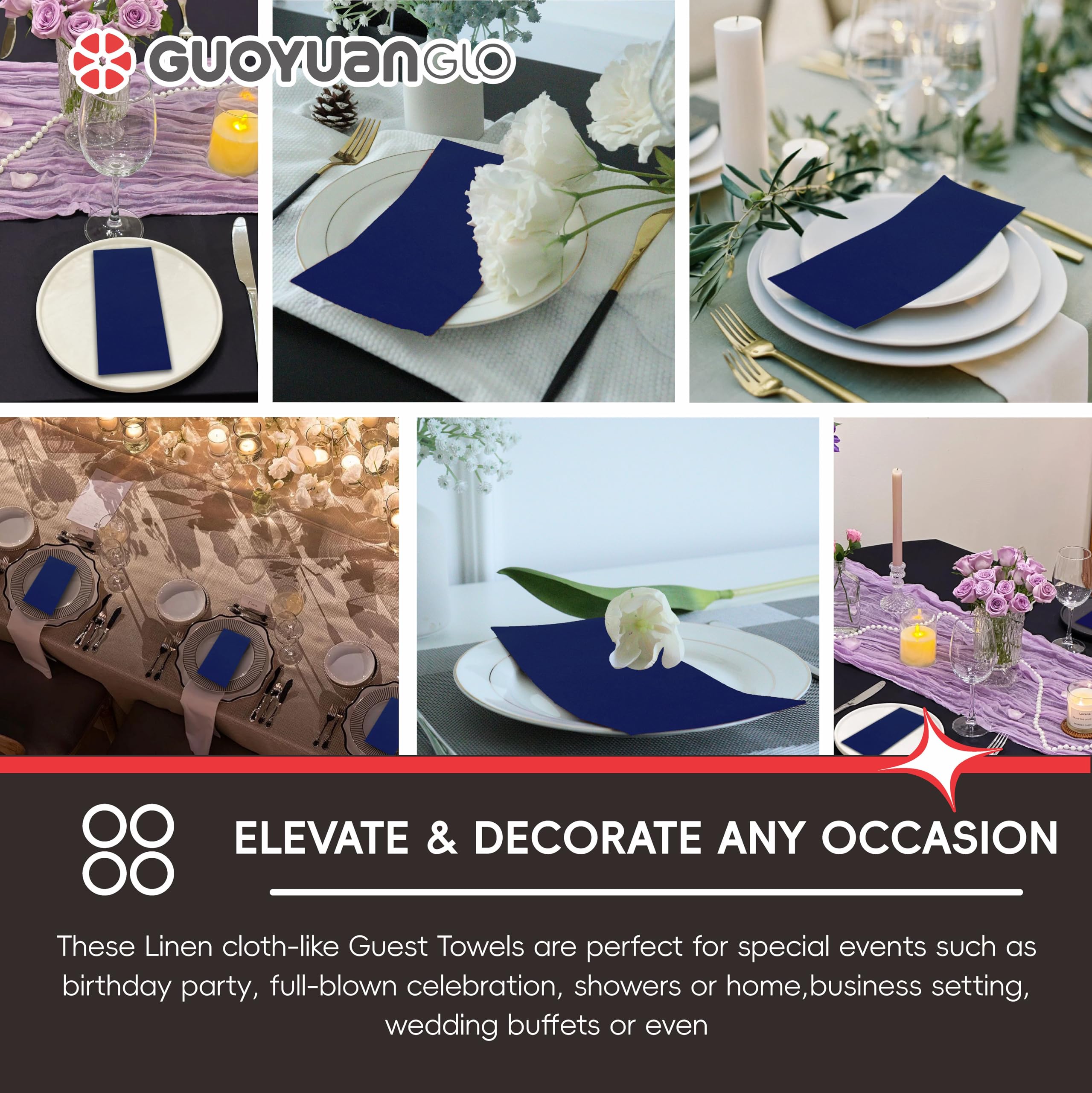 Servilletas de papel desechables con tacto de lino, toallas de mano para baño, fiesta, bodas y eventos, 12 x 17 pulgadas, paquete de 100 unidades