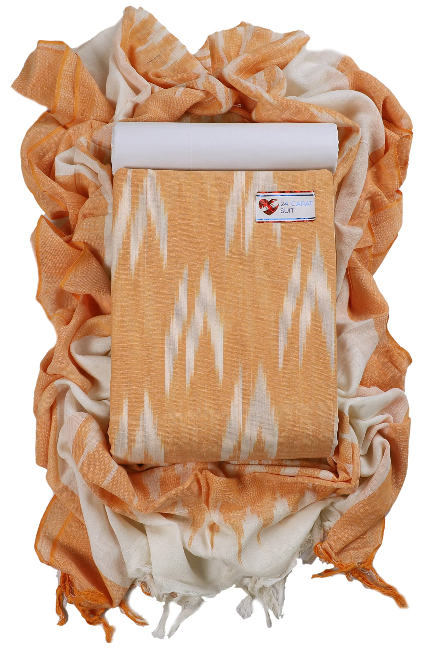 Sun Fashion And Lifestyle Women's Ikkat Cotton Unstitched Salwar Suit Dress Material, 2 Mtr Cotton Salwar, Stylish Ikkat Dupatta By 24 Carat Suit (Ikkat 1; Free Size)