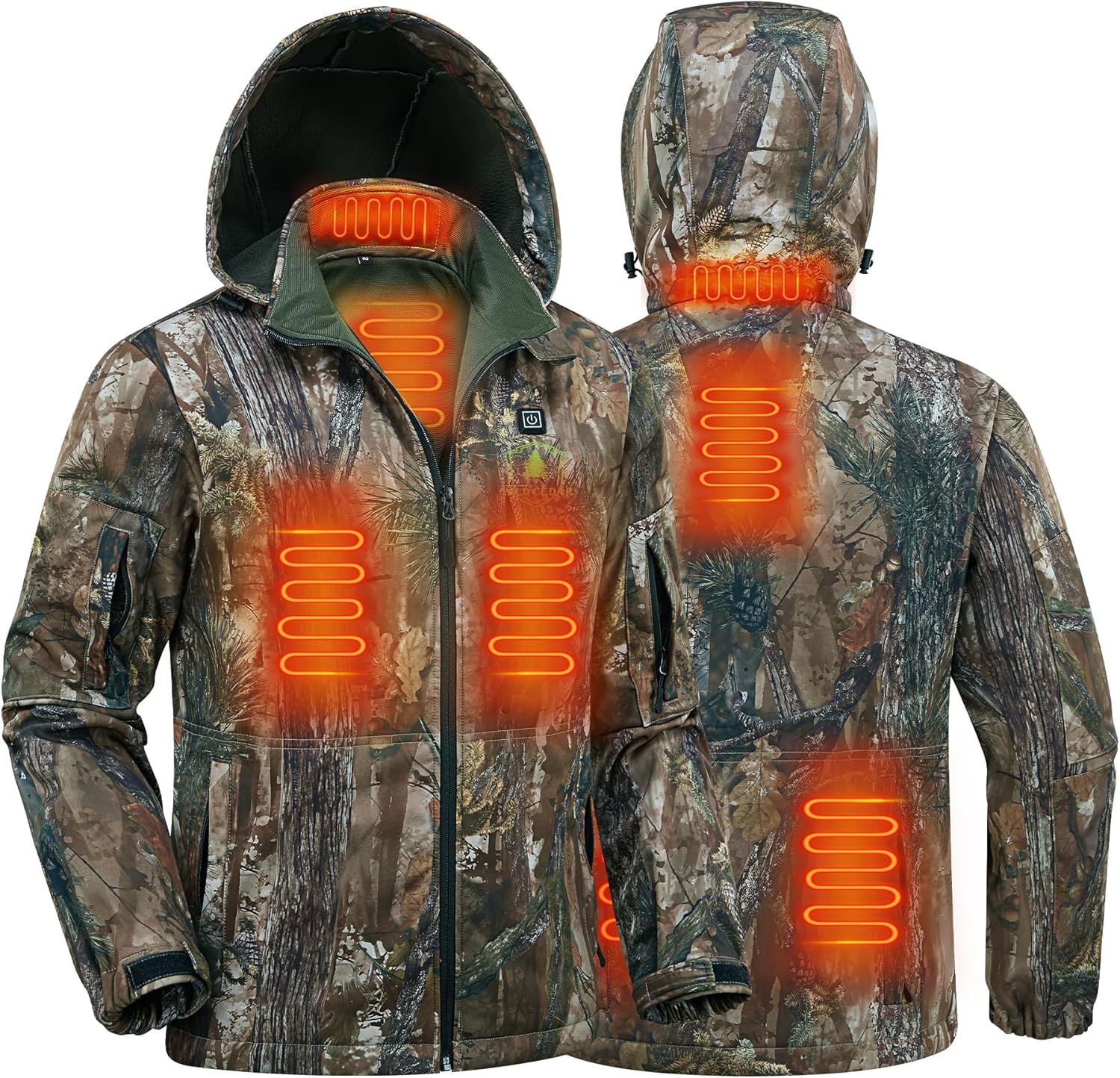 Men's Heated Camo Jacket with Rechargeable Battery Pack, 10000mAh Electric Heating Coat for Hunting