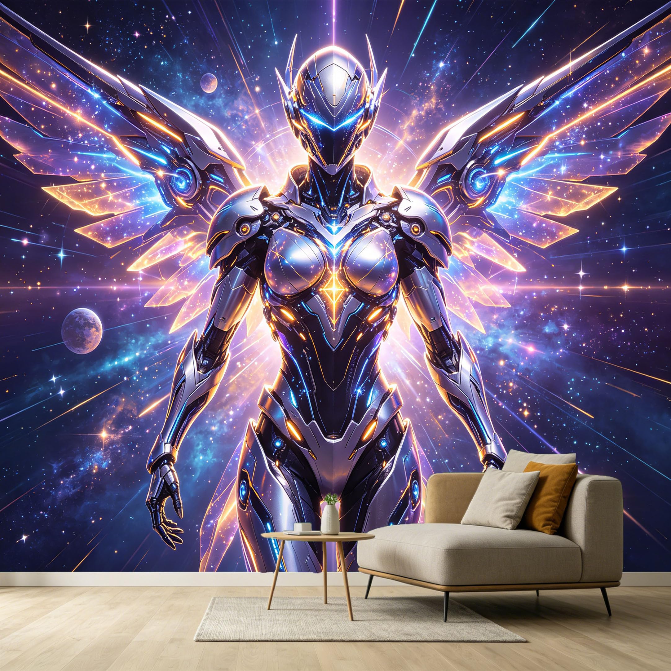 Custom Size Wall Murals Futuristic Angel Cosmic Galaxy 3D Modern SelfAdhesive Wall Fabric Removable Large Wallpaper for Photo Living Room Interior Decor