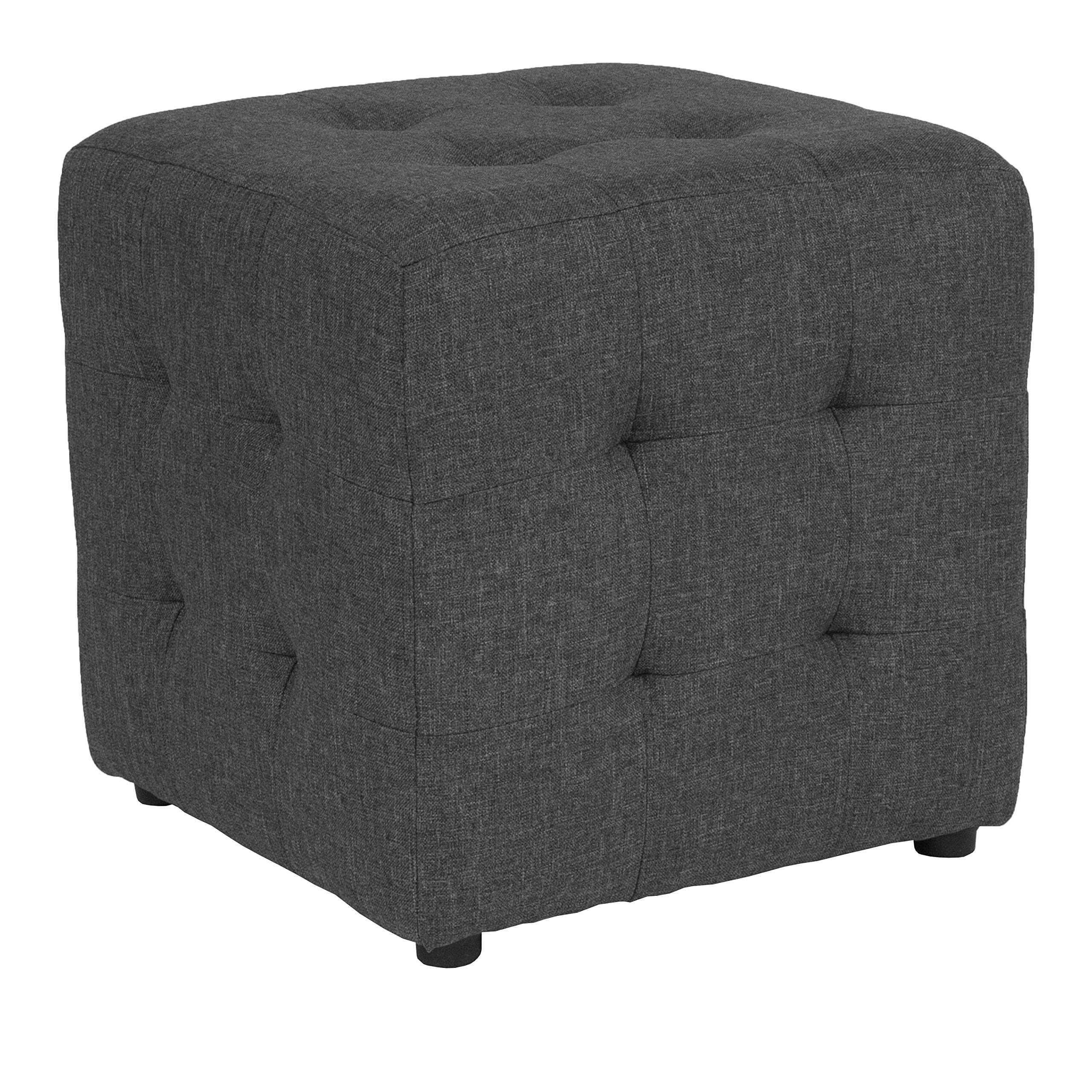BSD National Supplies Ogden Dark Grey Fabric Tufted Upholstered Cube Ottoman