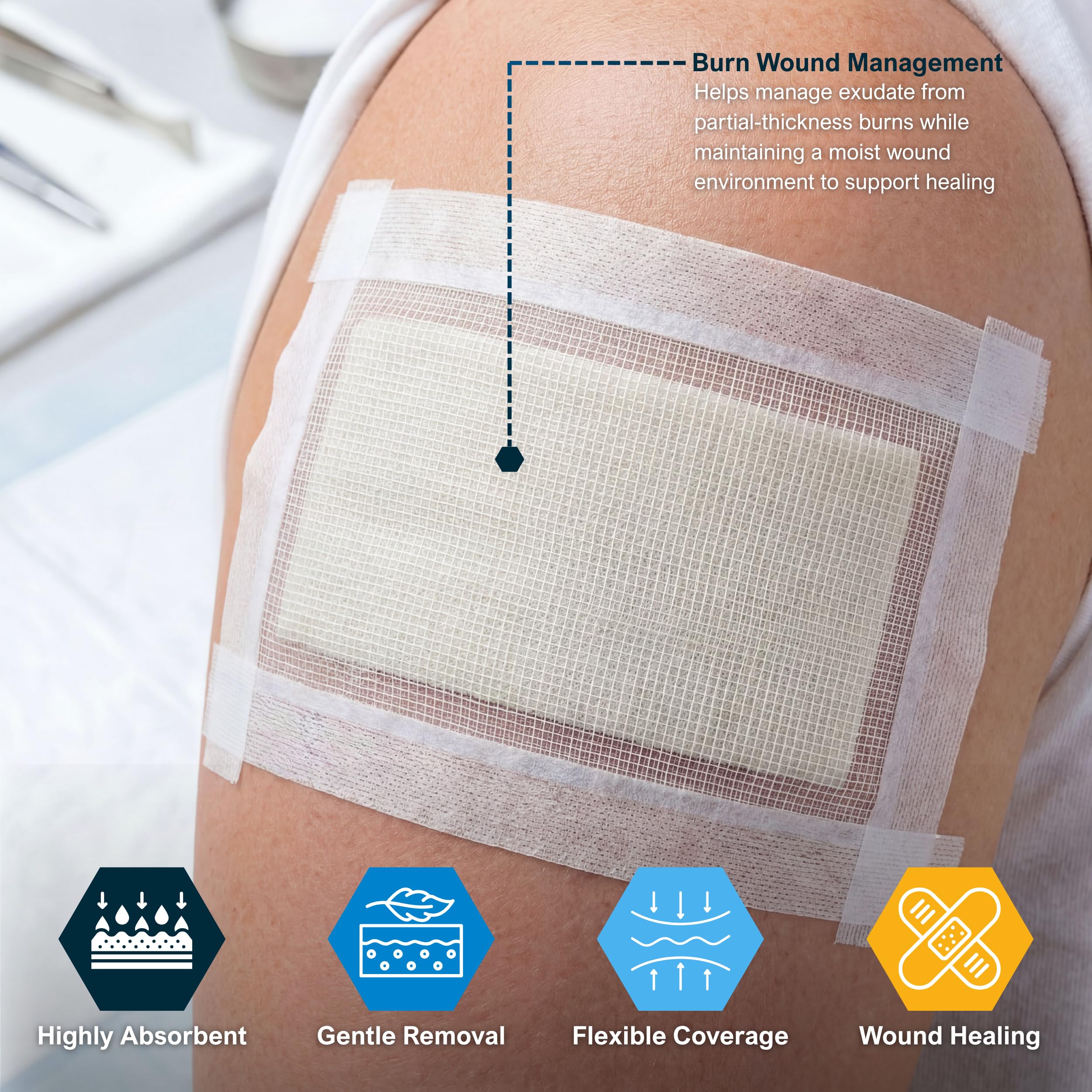 MED PRIDE Alginato de calcio apósitos de heridas | parches, 5-paquete | antimicrobiano, antiadherente relleno, estéril, altamente absorbente y cómodo 4 '' x 8 ''