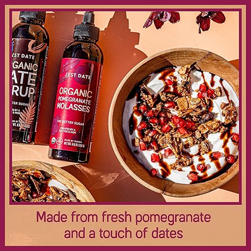 Miniatura 15 de Just Date Syrup Sólo jarabe de granada: melaza de granada orgánica Una botella de compresión de 8,8 oz I Low-Glycemic, Vegan, Paleo