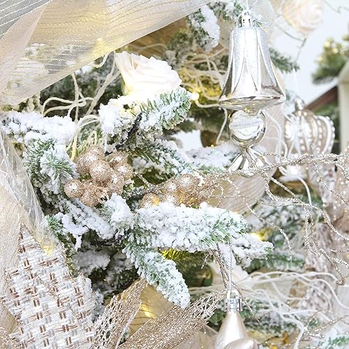 Miniatura 6 de Sea Team Paquete de 24 adornos artificiales de ramas de bayas de acebo con purpurina, palitos de frutas decorativos, tallos brillantes, púas, ramas