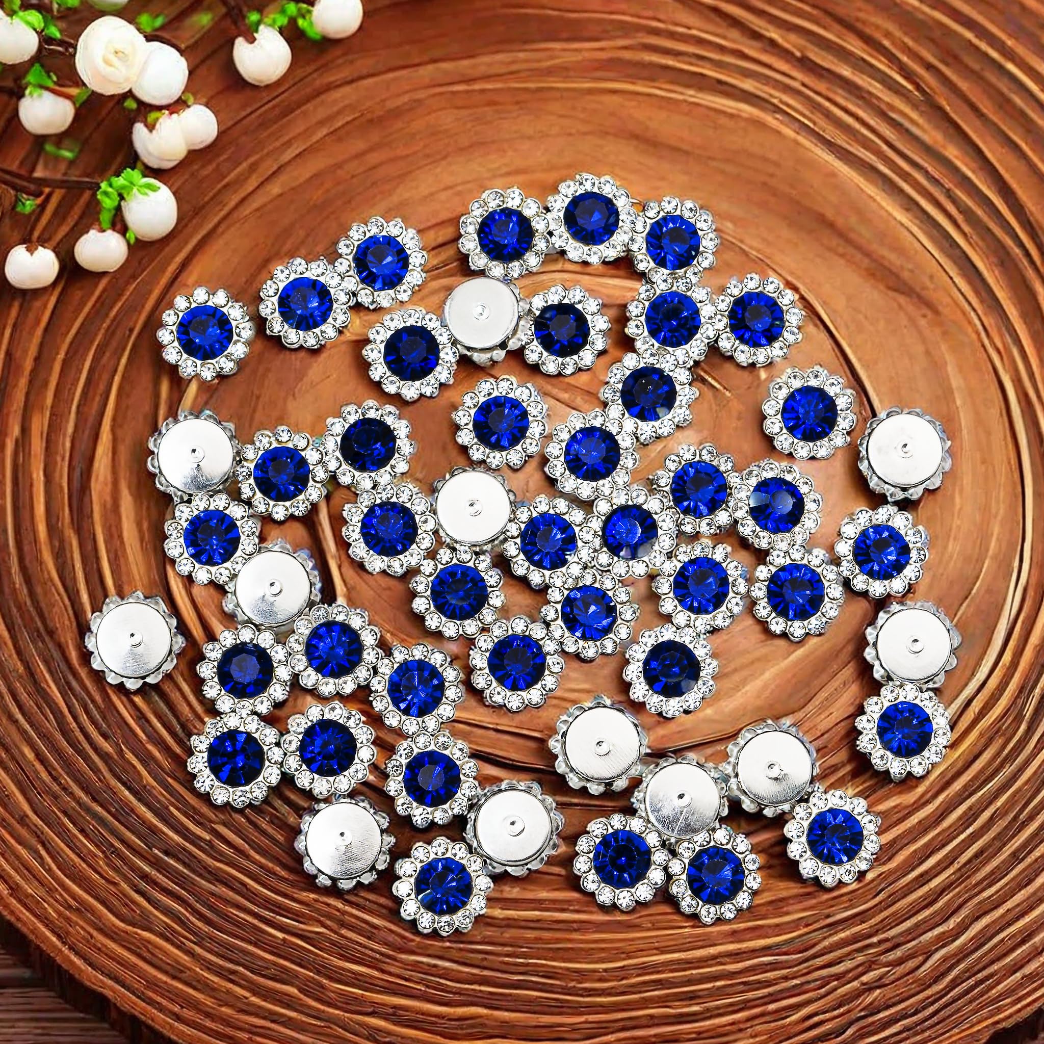 Amazon.com: 50 pcs Rhinestone Embellishments Crystal Button Silver