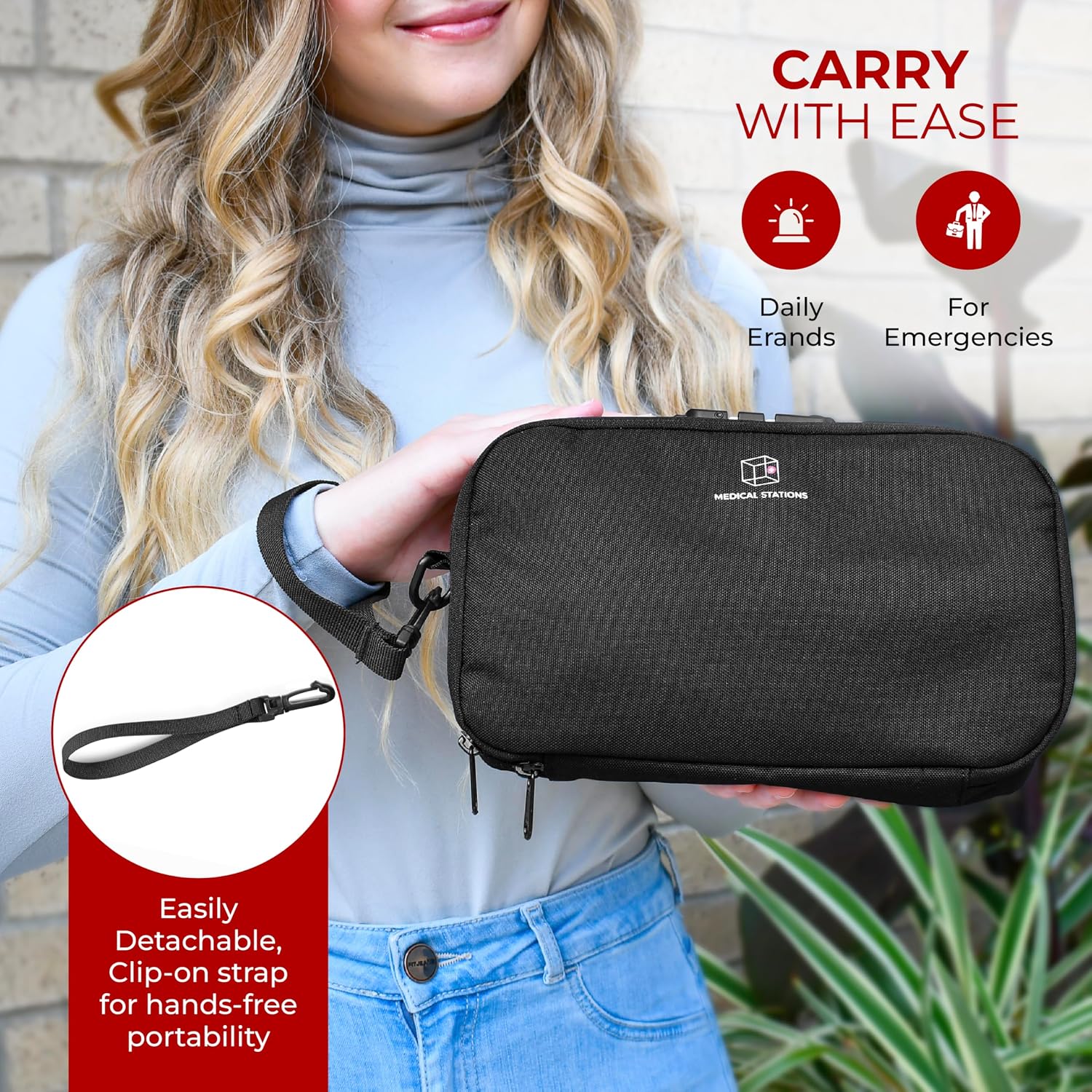 Medication Travel Pouch with TSA Lock – Small, Water-Resistant Pill Organizer & Prescription Bag with Medical ID Card and Wrist Strap