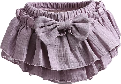 Miniatura 2 de Newborn Baby Girl Cotton Skirts with Built-in Shorts Toddlers Ruffle Diaper Covers Infant Skorts with Bows Headband