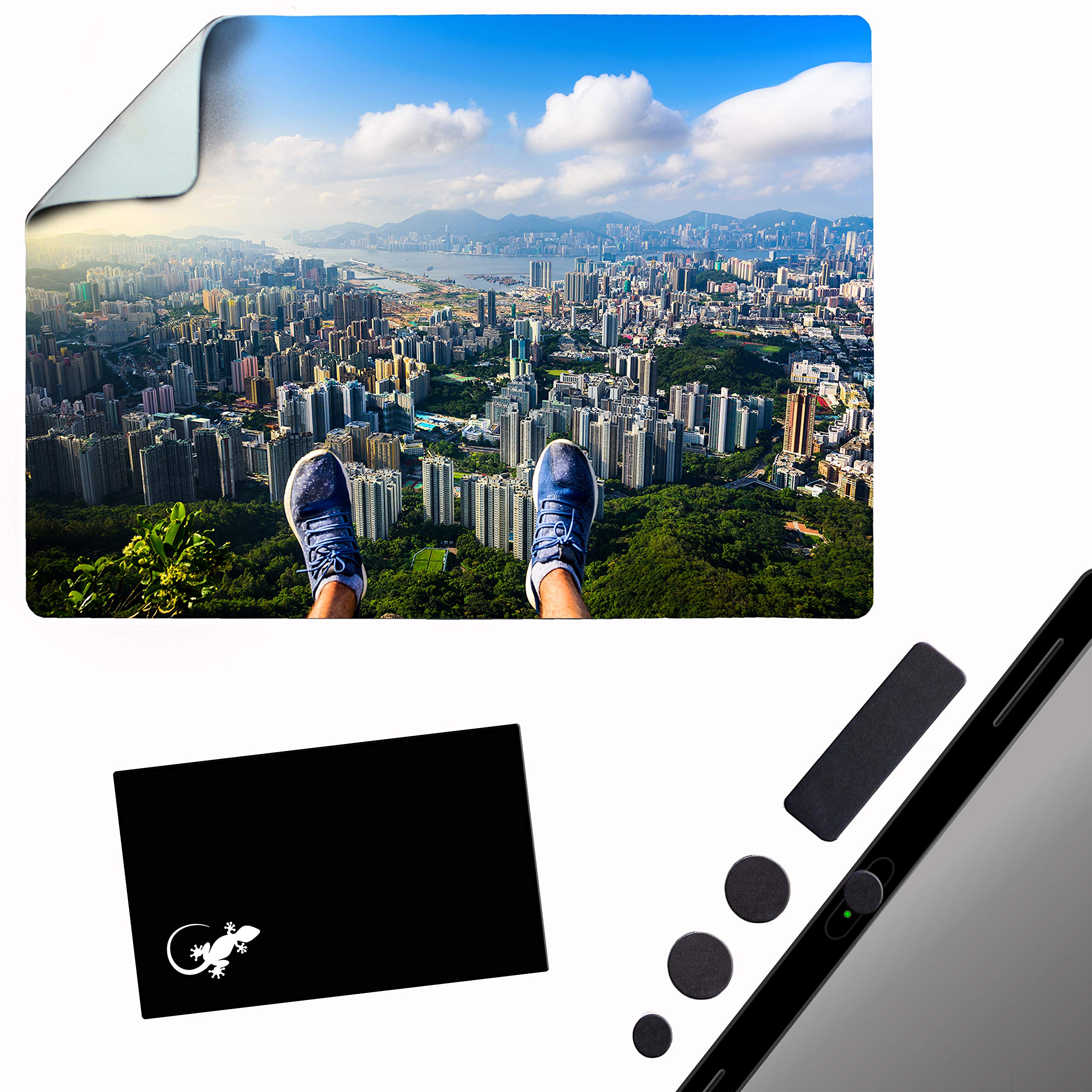 Gecko Travel TechMouse Pad Adhesive Bottom - Sticks to Any Surface - Portable - Webcam Covers and Screen Cleaner Included (View Point City)