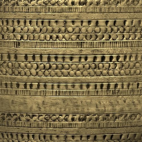 Miniatura 72 de SIMPLIHOME Johnsen - Mesa de metal, 15 pulgadas de ancho, con tambor de hierro macizo, color plata antigua con patrón tribal, mesa auxiliar redonda