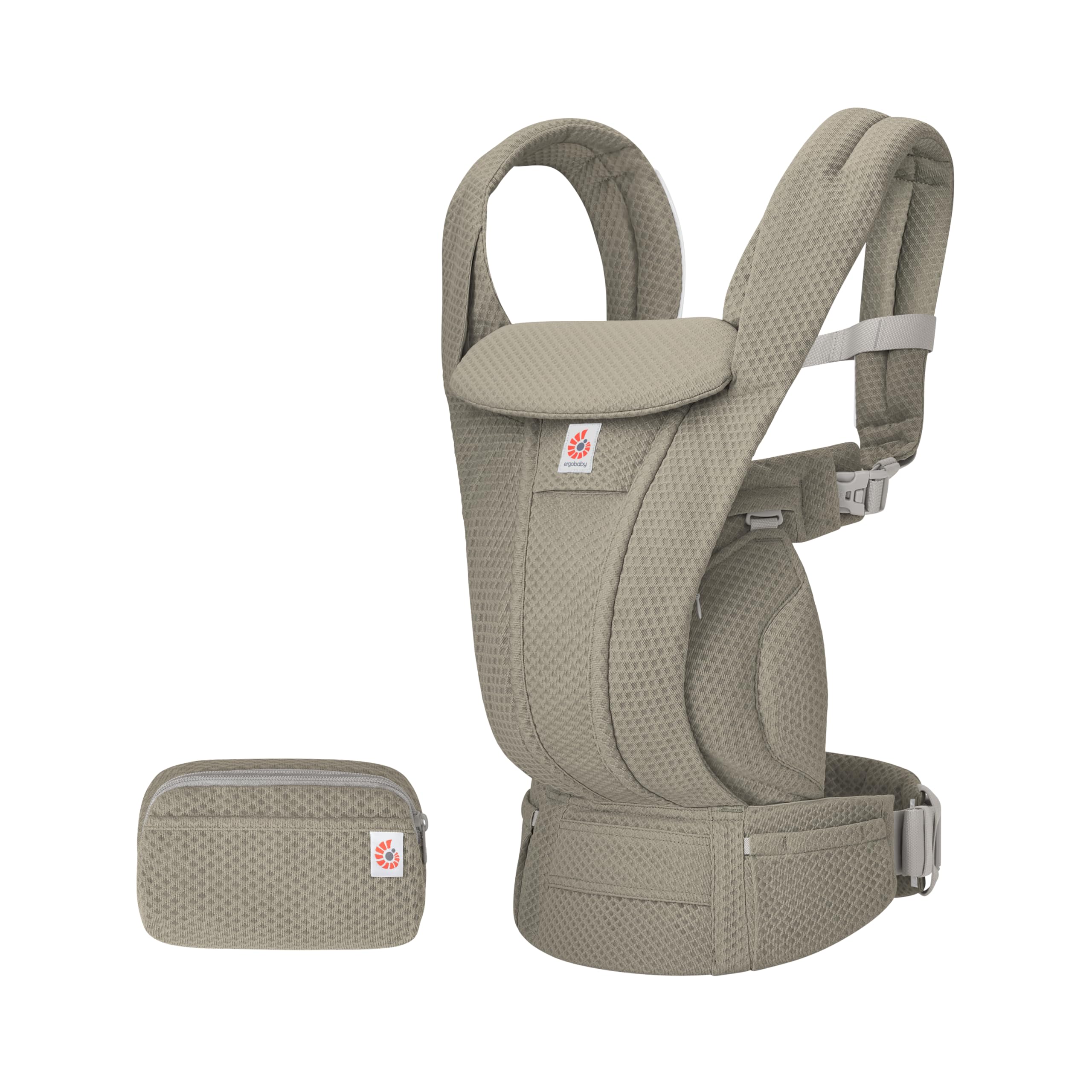 Ergobaby Omni Deluxe - Marsupio ergonomico a 4 posizioni in rete per neonati fino a 20 kg, sistema da viaggio, colore: verde oliva