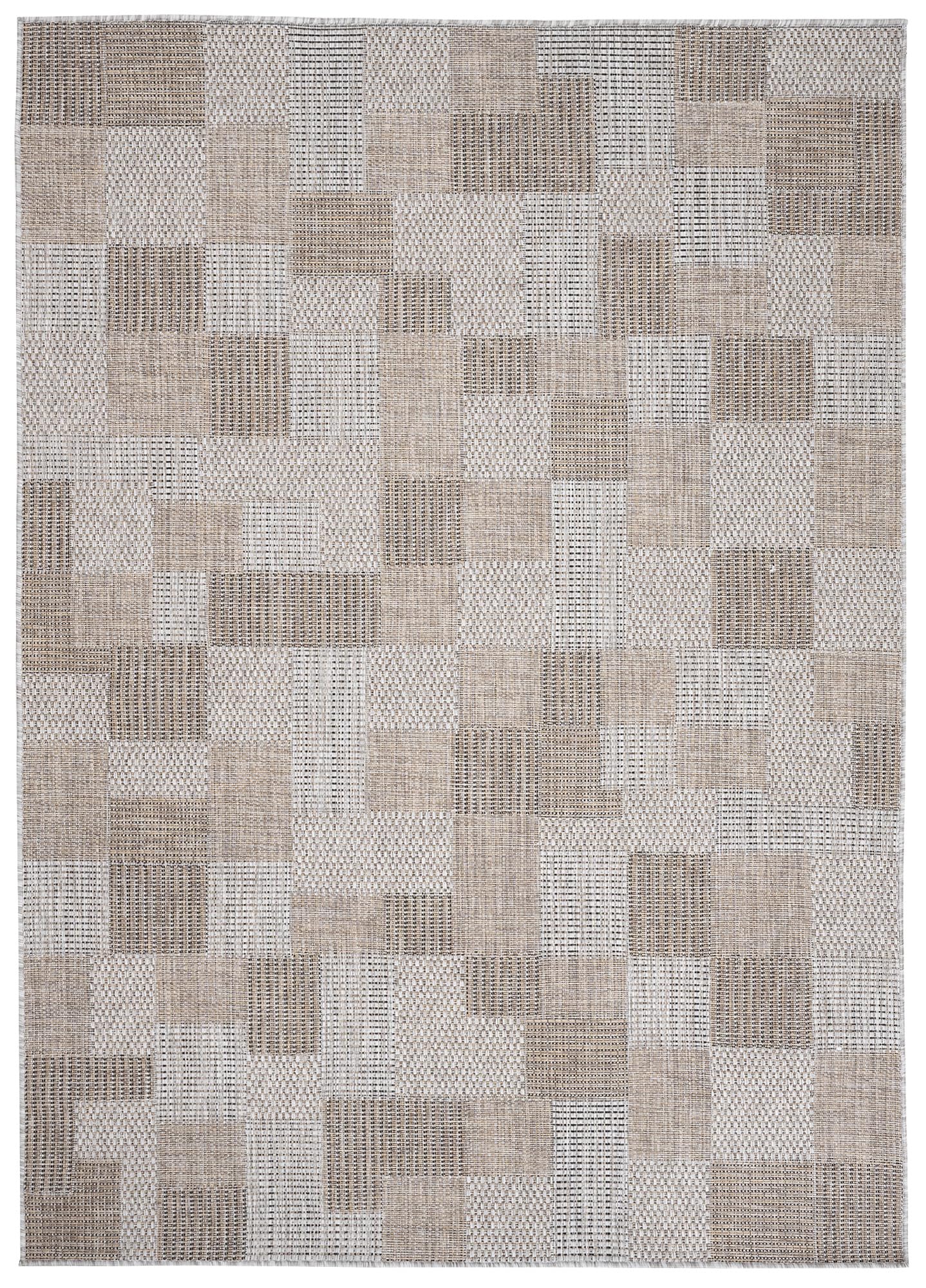 TAPISO Melissa Tappeto Esterno Interno Pelo Corto Testure Piatta Moderno Geometrico Mosaico Marrone Grigio Outdoor Indoor Oeko-Tex Terrazza Balcone Salotto Cucina 200 x 290 cm