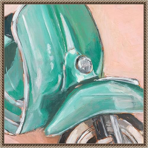 Amanti Art Framed Canvas Wall Art 22x22 Retro Scooter IV by Ethan Harper, Framed Wall Art Canvas, Transportation Artwork, Traditional Decor, Medium