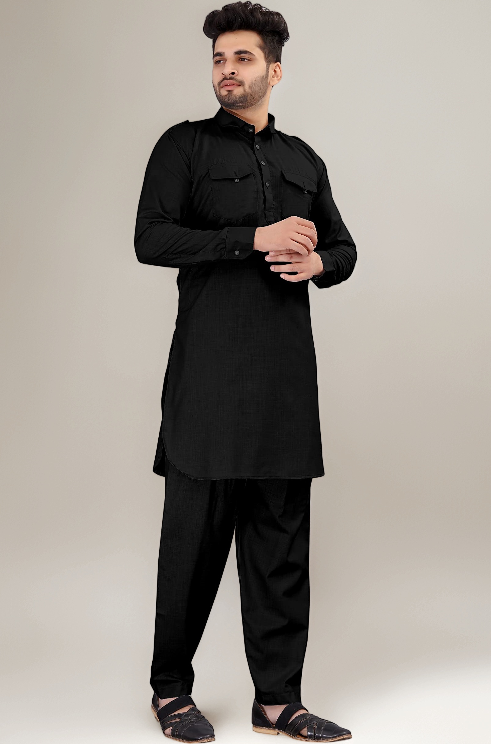 Trustous� PATHANI SUIT COTTON FOR MENS (KURTA + PYJAMA )