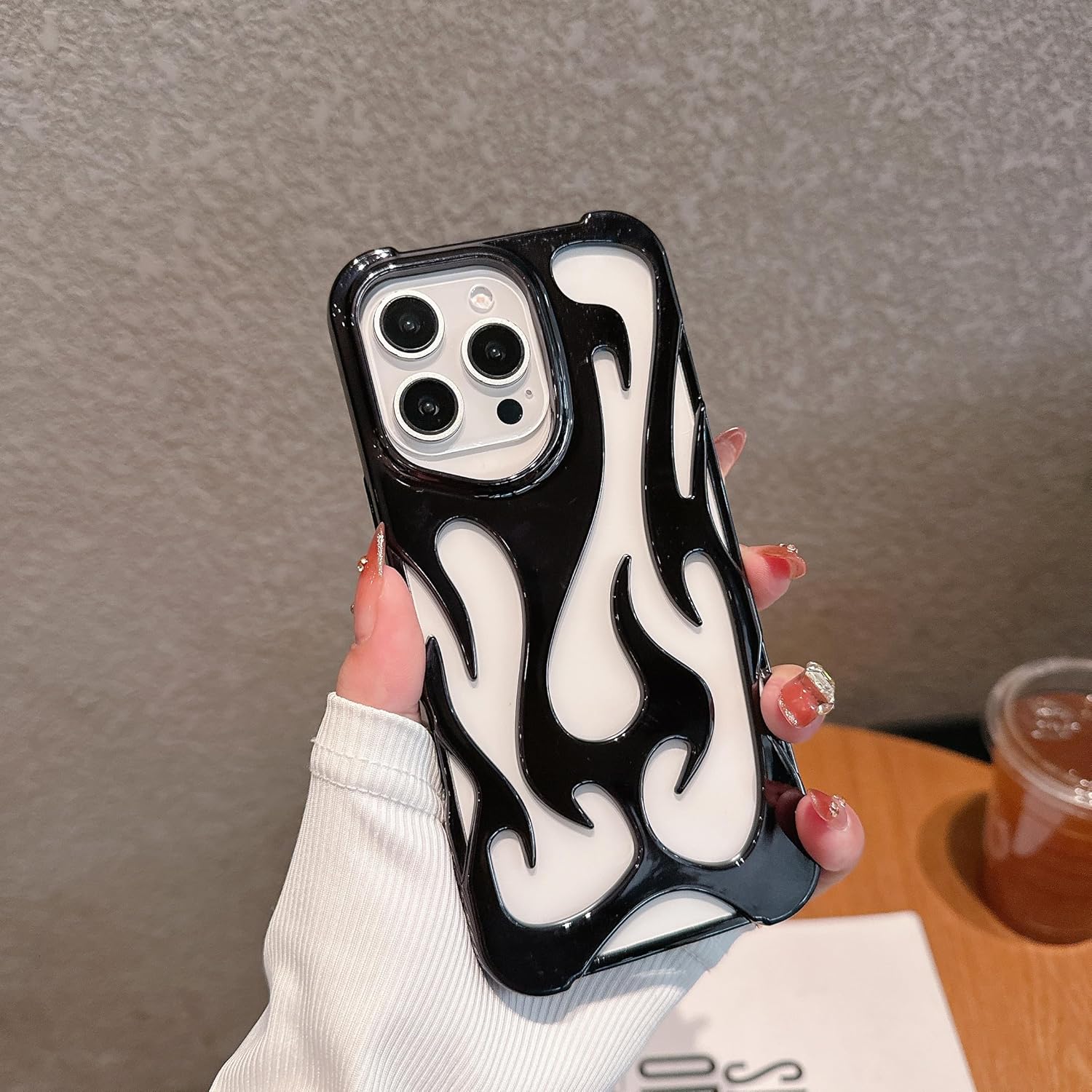 Fashion Flame Bumper Case for iPhone 14 [3D Luxury Electroplate Glittery] [Hollow Heat Dissipation Design] Slim Fit Shockproof Protective Soft Cover -Black - Image 3