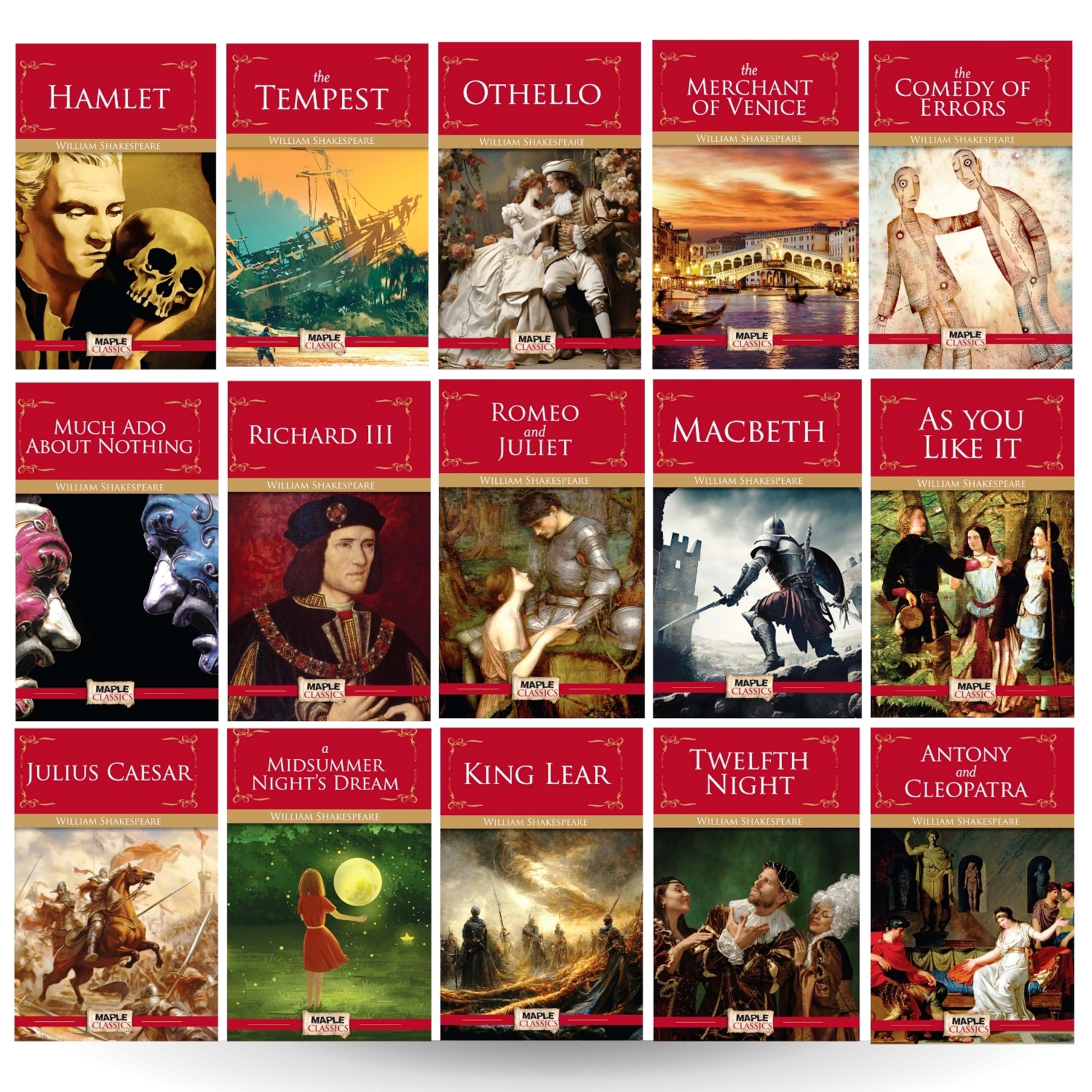 William Shakespeare (Set of 15 Books) - Hamlet, The Tempest