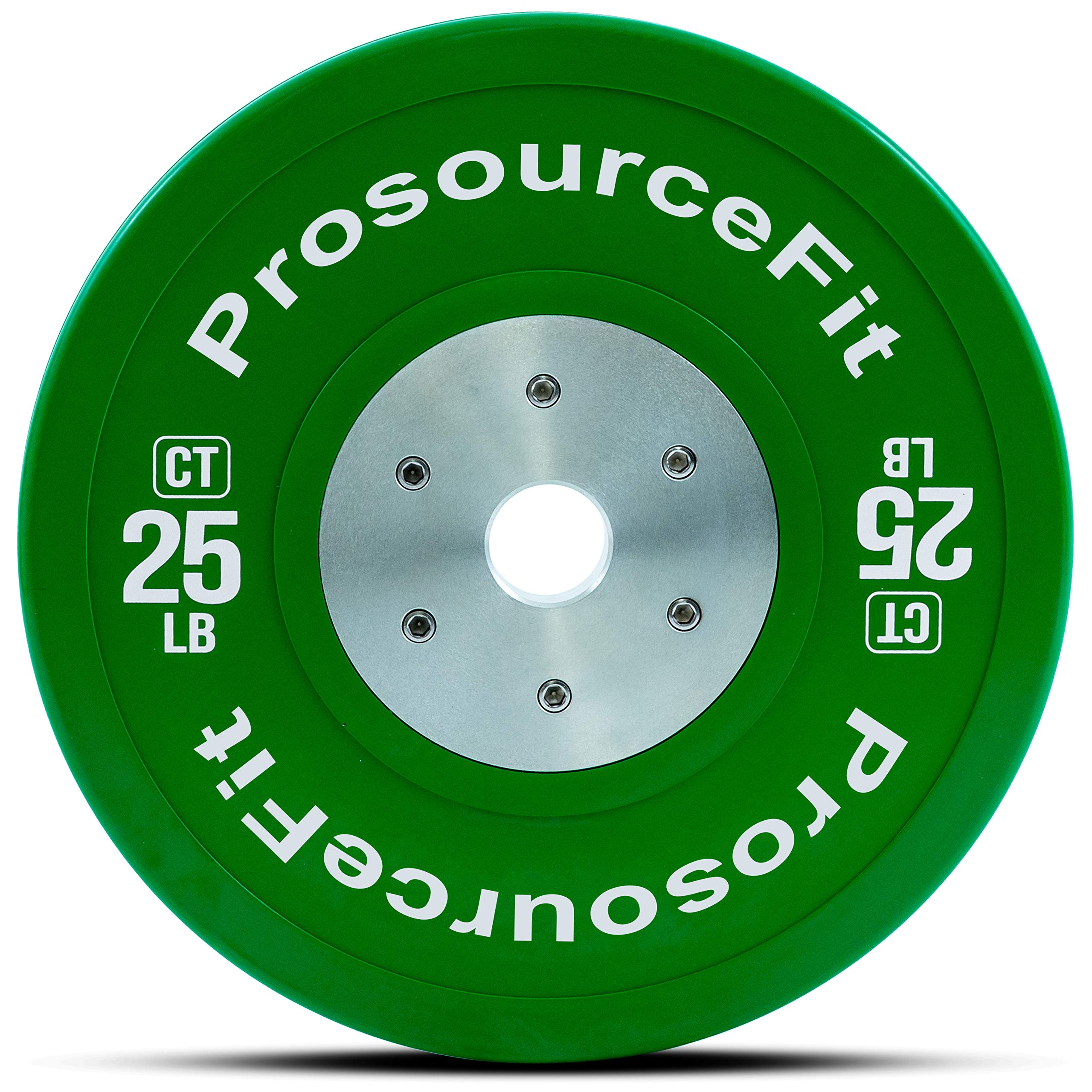 ProsourceFit Fit Competition Color Training Bumper Plates, Rubber with Steel Insert 25lb, 35lb, 45lb, 55lb Calibrated for Cross Conditioning, Power Lifting, Weight Training