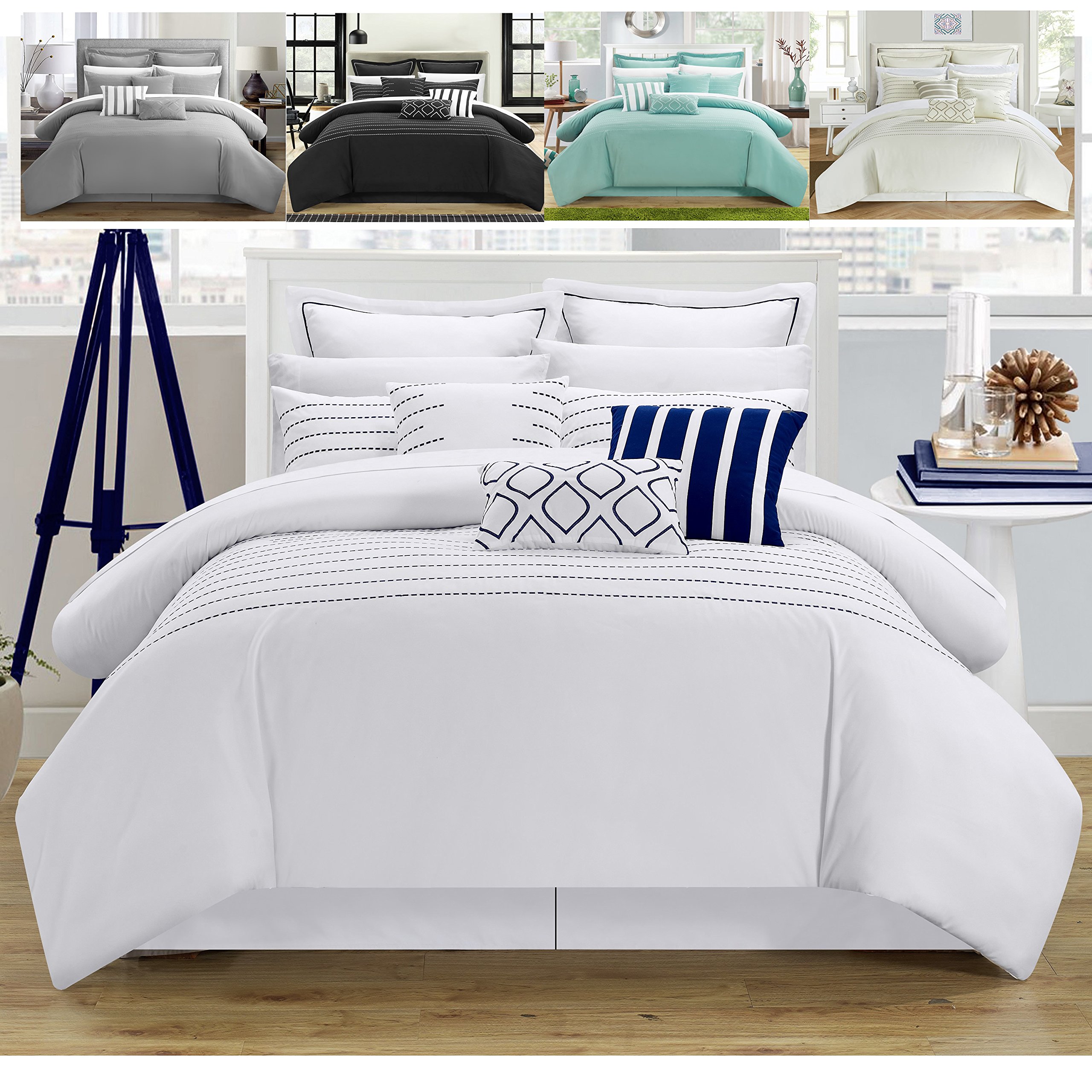 Amazon.co.jp: 海外輸入布団ホテルライク9点セットネイビーストライプ  