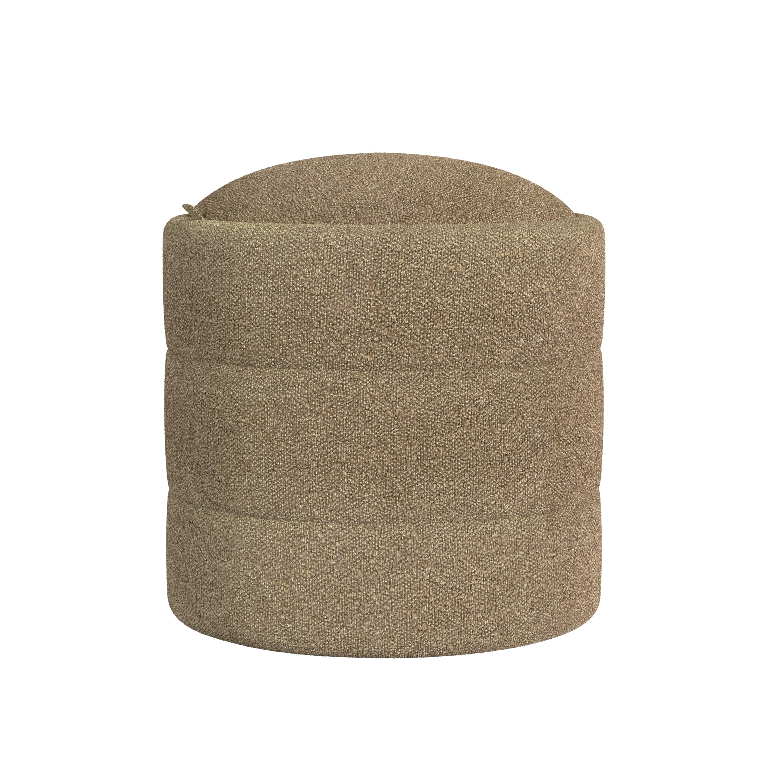HomePopStorage Round Ottoman with Removable Lid Home Décor|Upholstered Round Foot Rest Ottoman - Brown Boucle