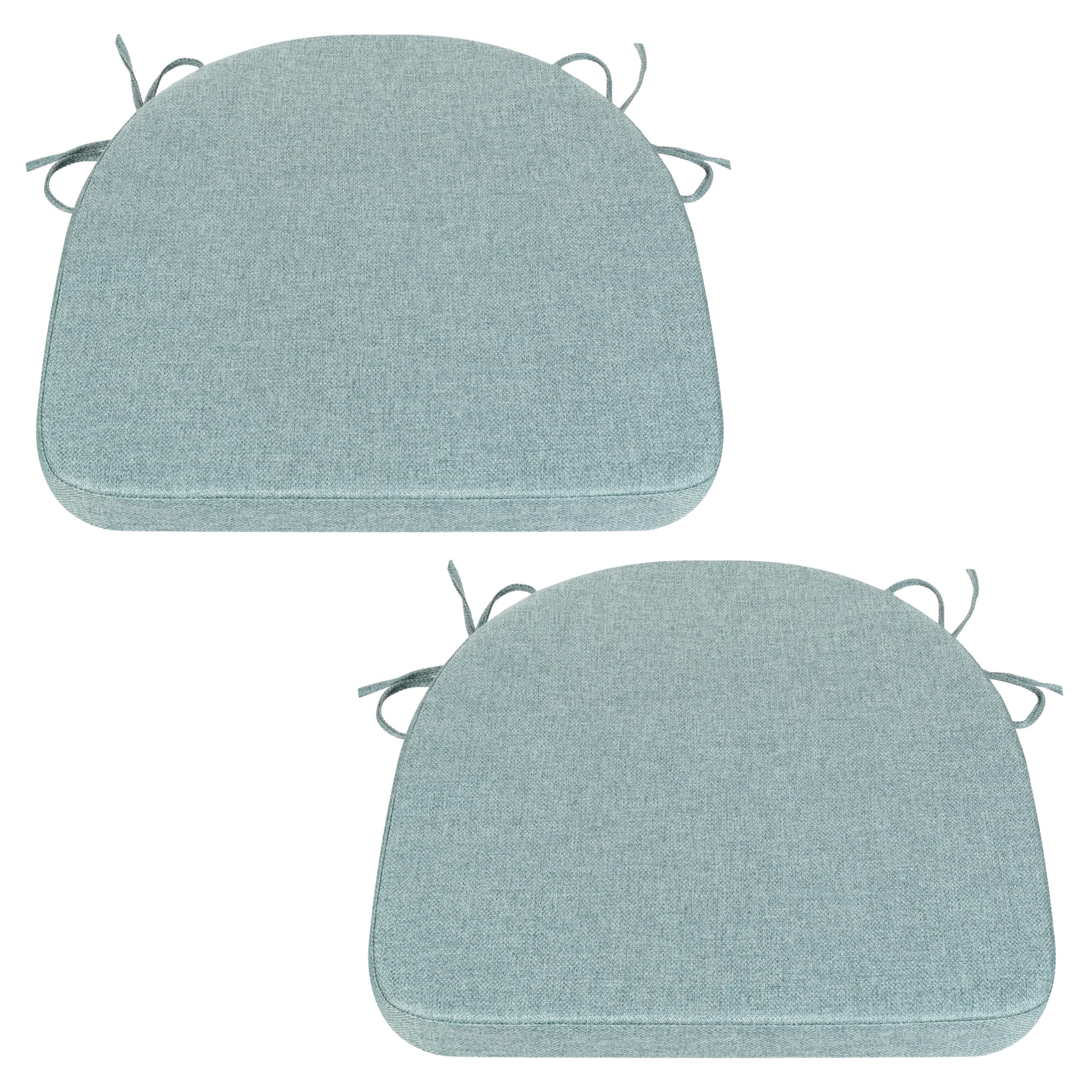 Comfortable Chair Cushions - 44x43x5cm Thick Foam Padding with Removable Cover and Secure Ties - Durable Seat Pad for Indoor/Outdoor Home, Patio, Garden - Portuguese Premium Fabric (Sky, Pack of 2)