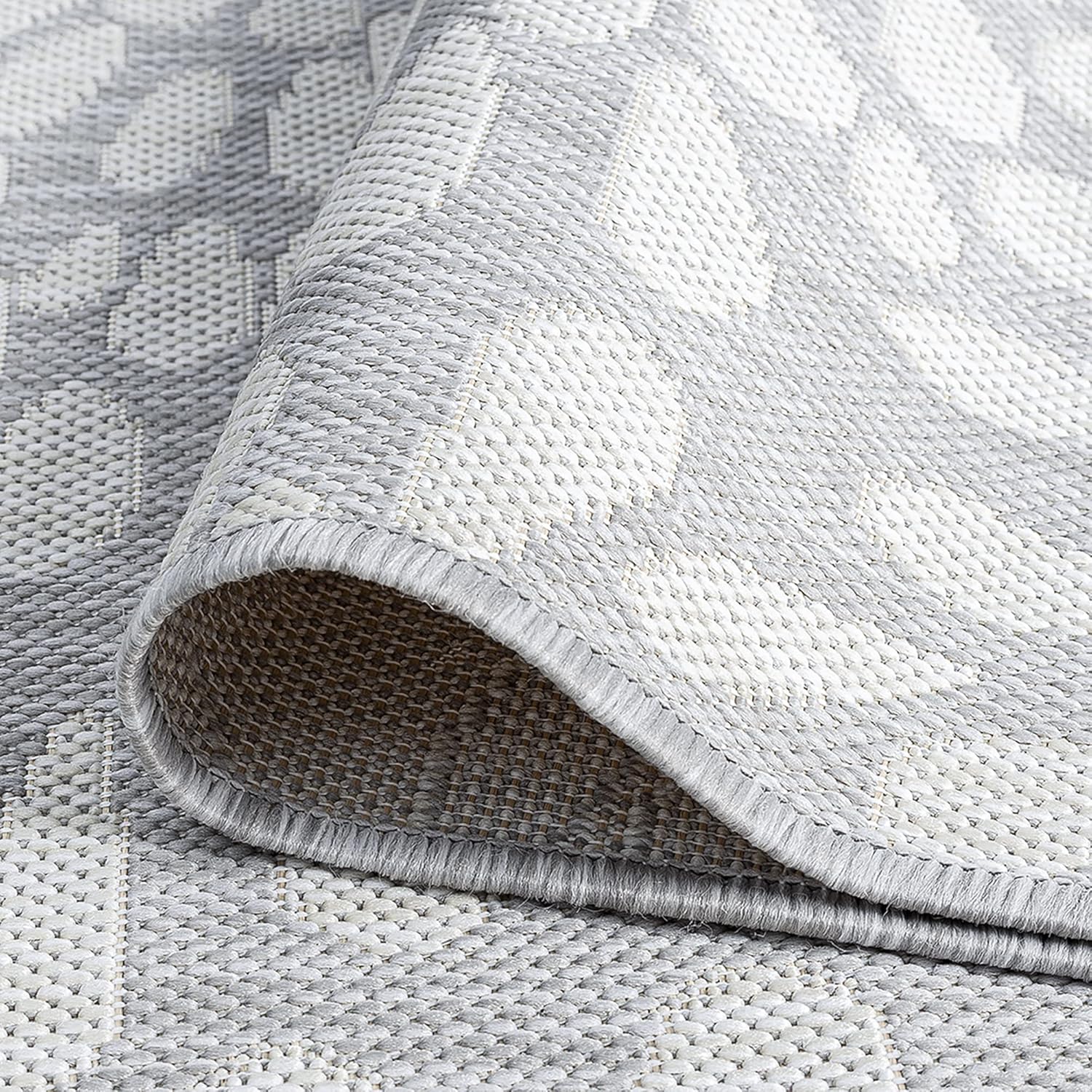 Water & Fade Resistant 4x6 Indoor Outdoor Rug for Patio, Deck, Porch, Entryway | Outside Area Rugs for Patios | 4' x 5'3'' Gray