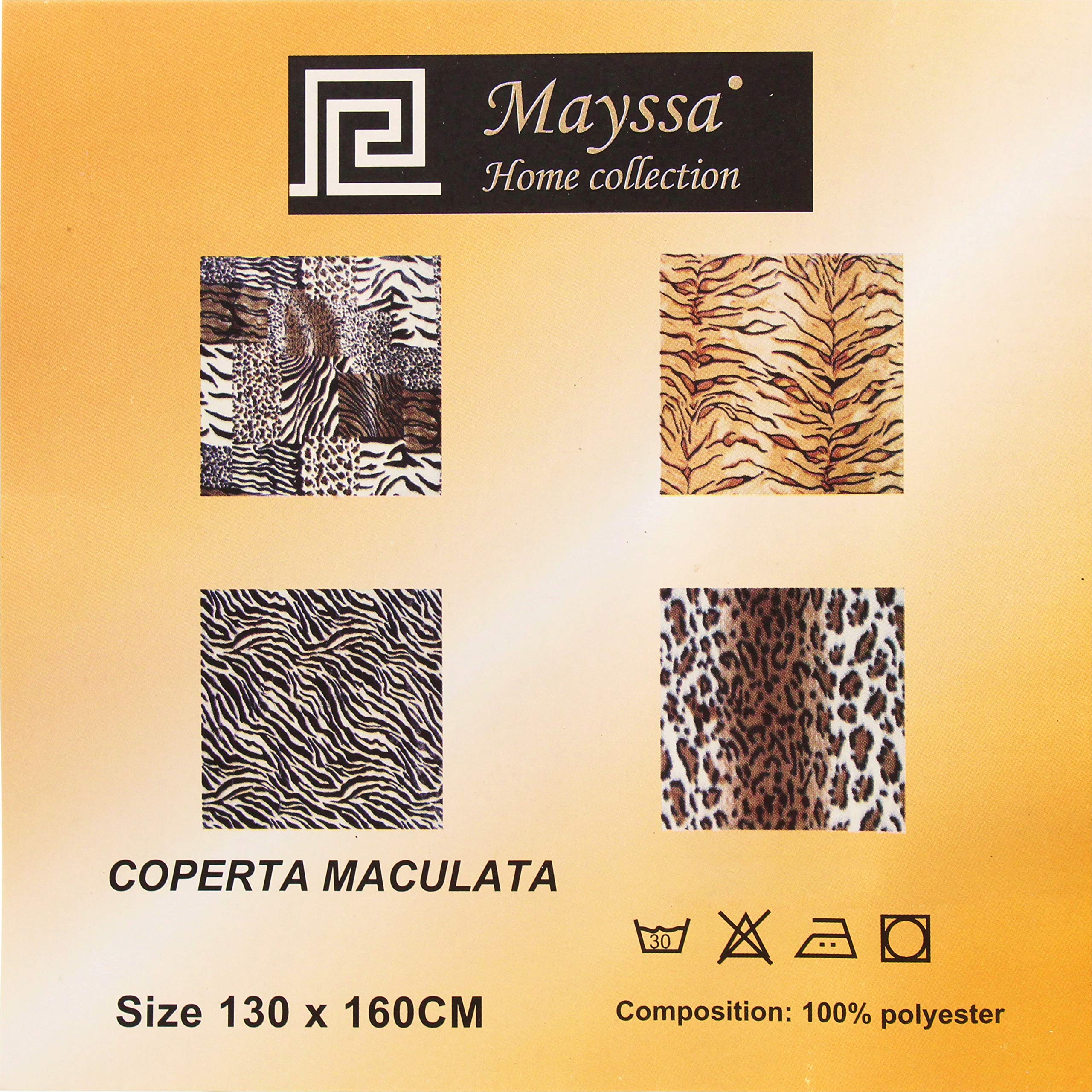 Mayssa Coperta maculata in pile Animalier Zebrato Tigrato Leopardato plaid 130x160 cm (Animalier)