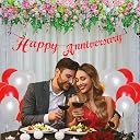 Flyloons 3rd Anniversary Decoration Items Red for Men Women Husband Wife Home Living Room Parent With 10 Pc Confetti Balloons Happy Anniversary Banner 4 Pc Star Heart Set Kit gallery image