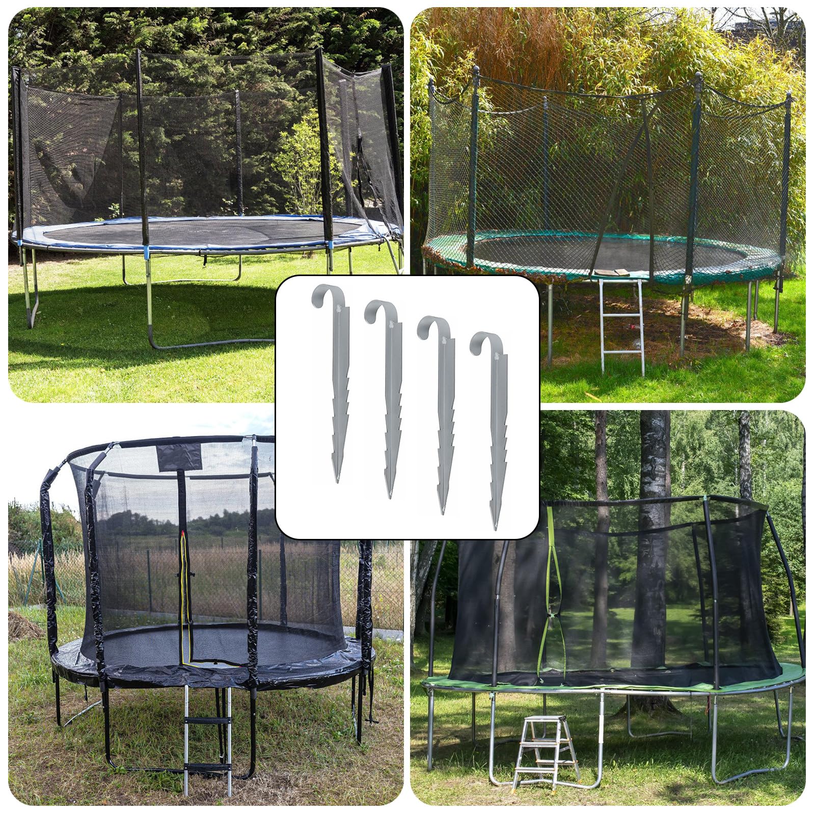 4 estacas de anclaje para jardín y paisaje, estacas de metal resistentes para tienda de campaña, trampolín, estacas de fijación para el suelo, estacas resistentes