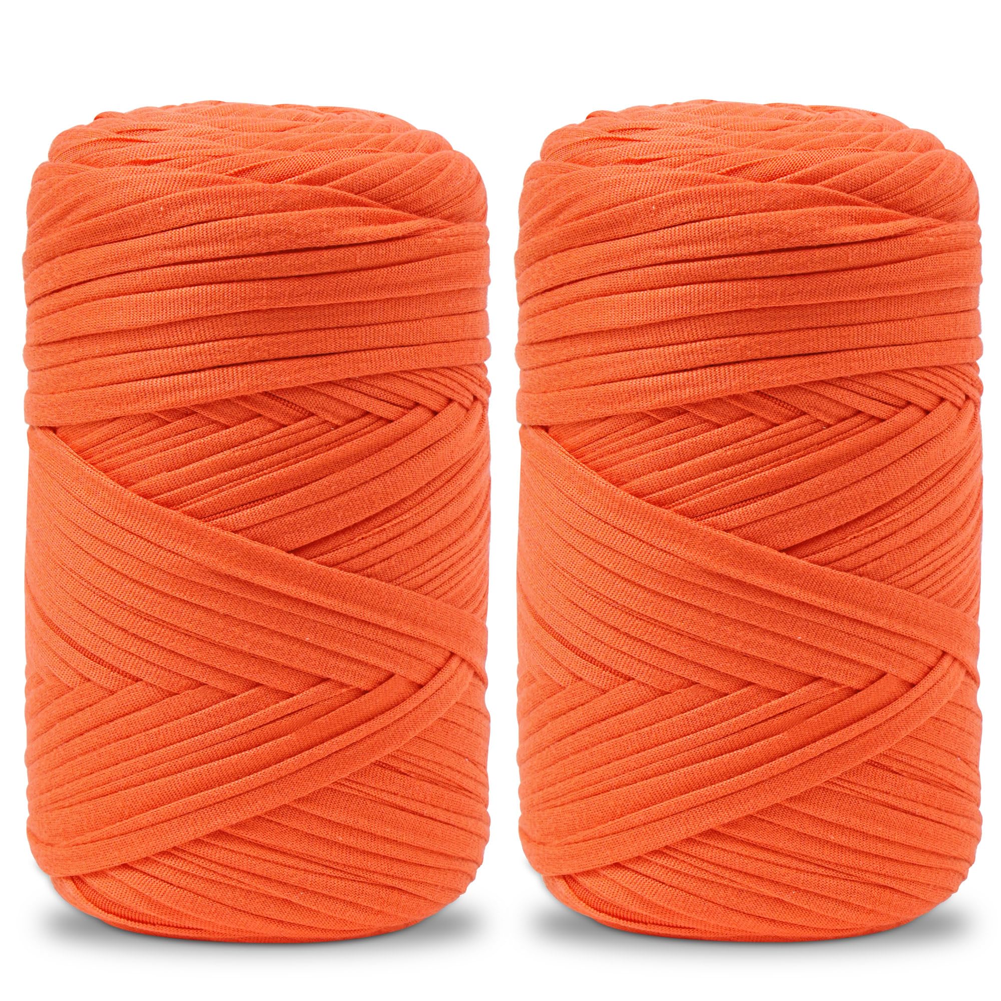 Vincona 2x200g T-Shirt Garn, TShirt Garn zum Häkeln, Geeignet für gehäkelte Taschen, Körbe, Wandbehänge, Heimdekoration, DIY-Bastelarbeiten-Orangegelb 08