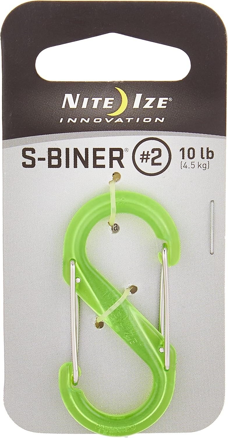 Nite Ize S-Biner Plastic Size-4 Double-Gated Carabiner, Lightweight Yet Strong, Transparent Lime