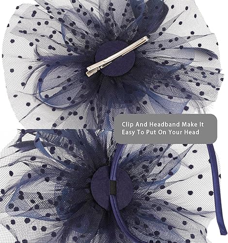 Miniatura 7 de Cizoe -Tocado con diadema, sombrero para mujer, para fiesta de té, para Kentucky Derby, para boda, cóctel, con flor decorativa, plumas y pinza para