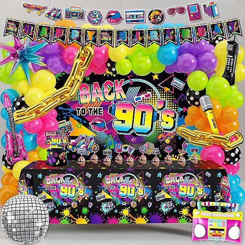 Decoraciones de fiesta de los años 90, suministros para fiesta de cumpleaños con temática de discoteca de los años 80, mantel de fondo de feliz disponible en Yaxa Colombia