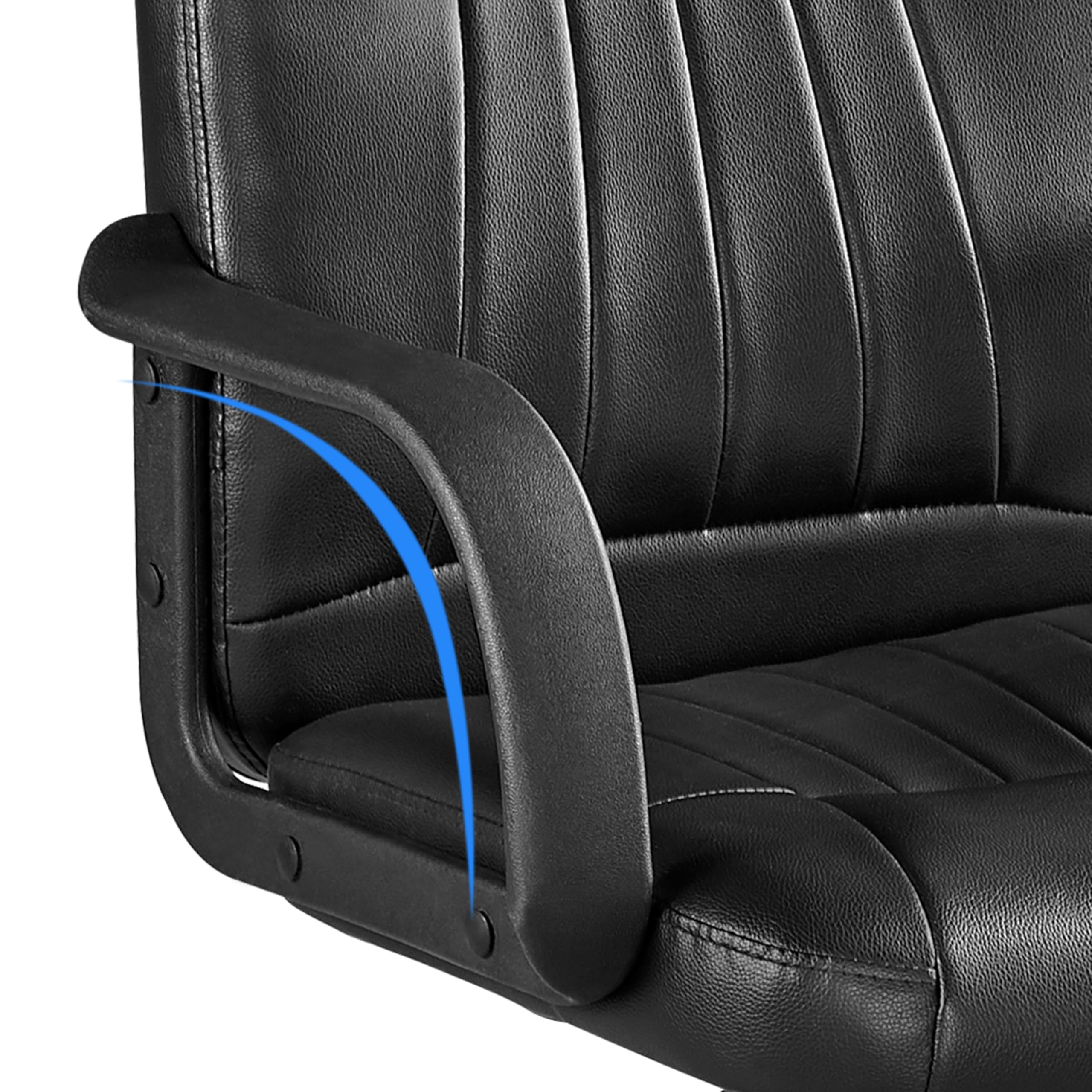 Yaheetech Bürostuhl ergonomischer Computerstuhl, Schreibtischstuhl mit Armlehne, höhenverstellbar und komfortabler Chefsessel，Office Stuhl, Arbeitsstuhl aus Kunstleder, Schwarz