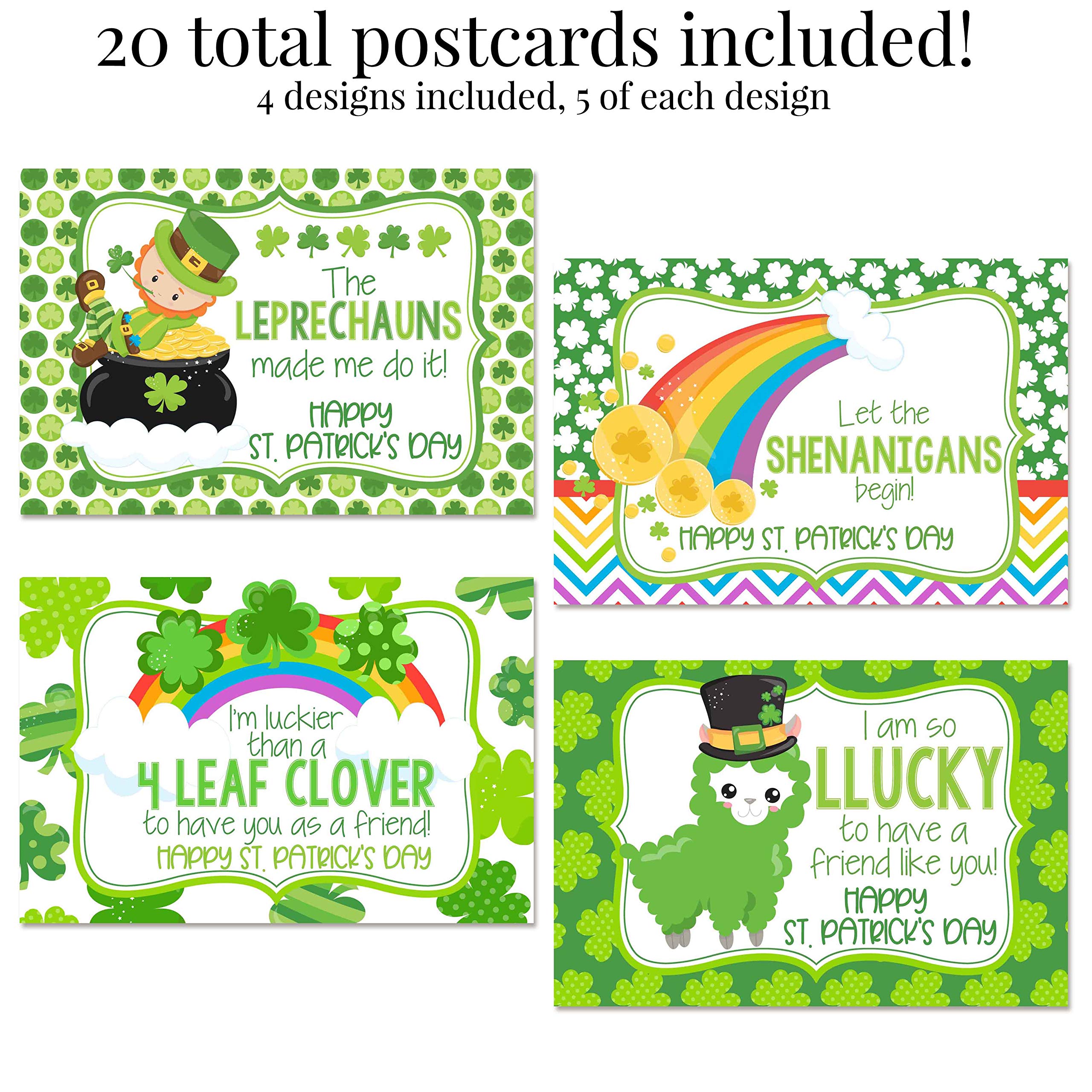 Amazon.com : Rainbows & Lucky Four Leaf Clovers St. Patrick's Day Blank  Postcards To Send To Friends & Family, 4"x6" Fill In Notecards (4 Different  Designs) by AmandaCreation (20) : Office Products