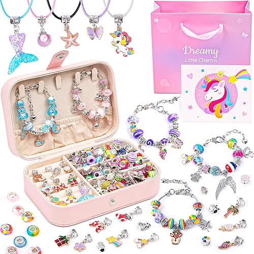 Miniatura 7 de Sofier Kit de fabricación de pulseras con dijes para niñas, joyero, kit de fabricación de joyas, regalos para niñas de 4 a 12 años, juguetes de