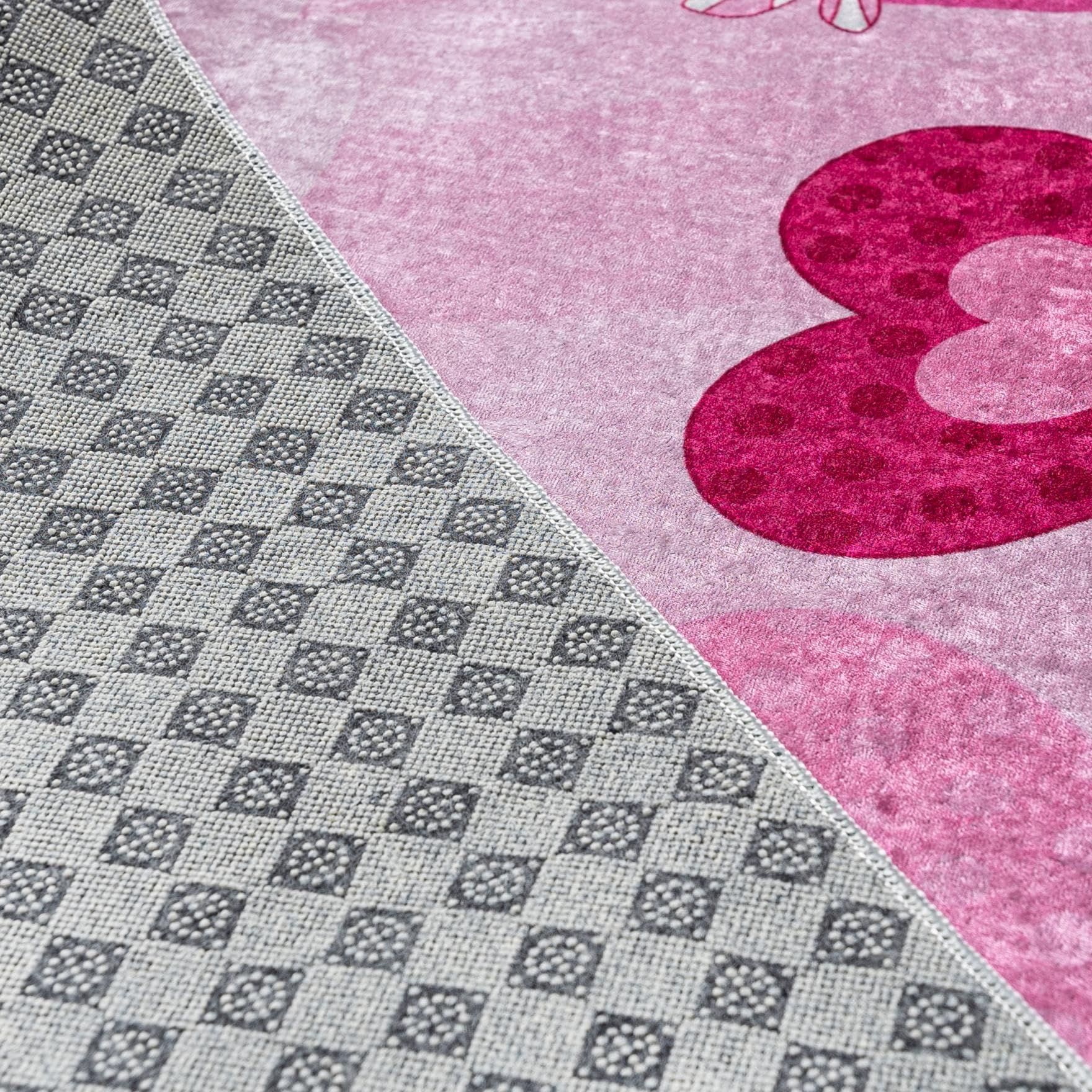 Mazovia Tappeto Salotto - Tapeto Stampato Pelo Corto - Morbido Tappeto Camera da Letto - Antiscivolo Tapeto EMMA - Tappeto Bambini Motivo Castello della Principessa - Rosa Pink 140x200cm